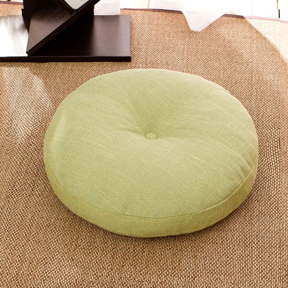 Coussin De Sol Rond épais 60x60cm - Tissu Lin-coton, Rembourrage PP - Style Japonais Tatami - Pour Méditation, Salon, Terrasse - 13