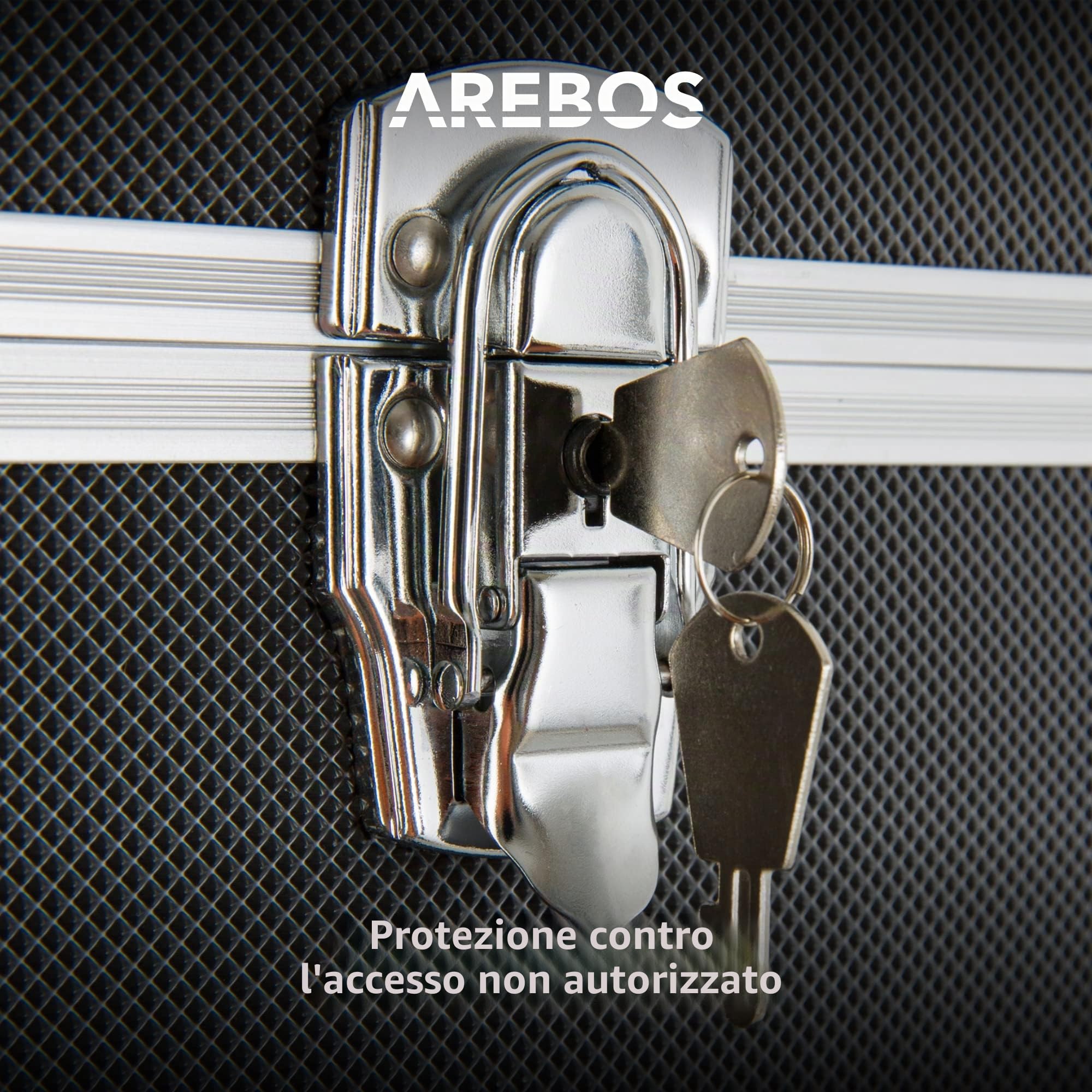 Arebos Set di 3 valigie da trasporto | Alluminio | Volume totale 200 L | Chiudibili a chiave | Maniglie di trasporto incluse | Impermeabili | Scatole da trasporto | Valigie da trasporto portatili
