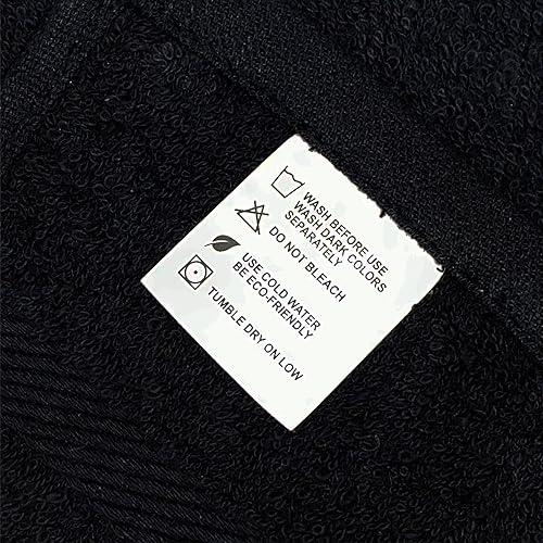 Miniatura 5 de Paquete de 24 toallas de salón súper absorbentes, de secado rápido, color negro, tamaño mediano, 25 x 15 pulgadas, doble costura, 100% algodón suave