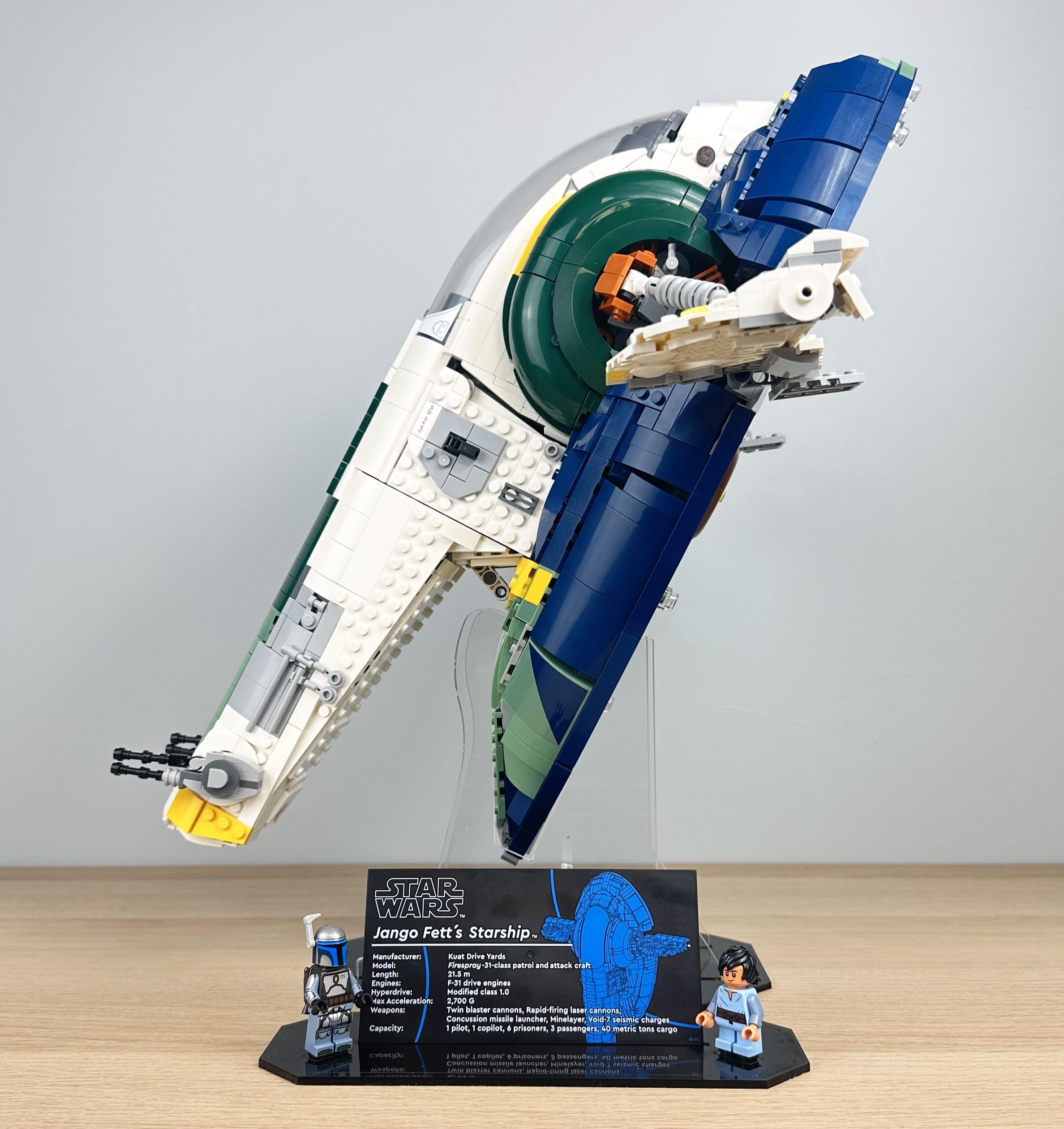 Brick Nest Acrylic Display Stand for LEGO Star Wars Jango Fett's Firespray-Class Starship 75409, Clear/Transparent - Image 4