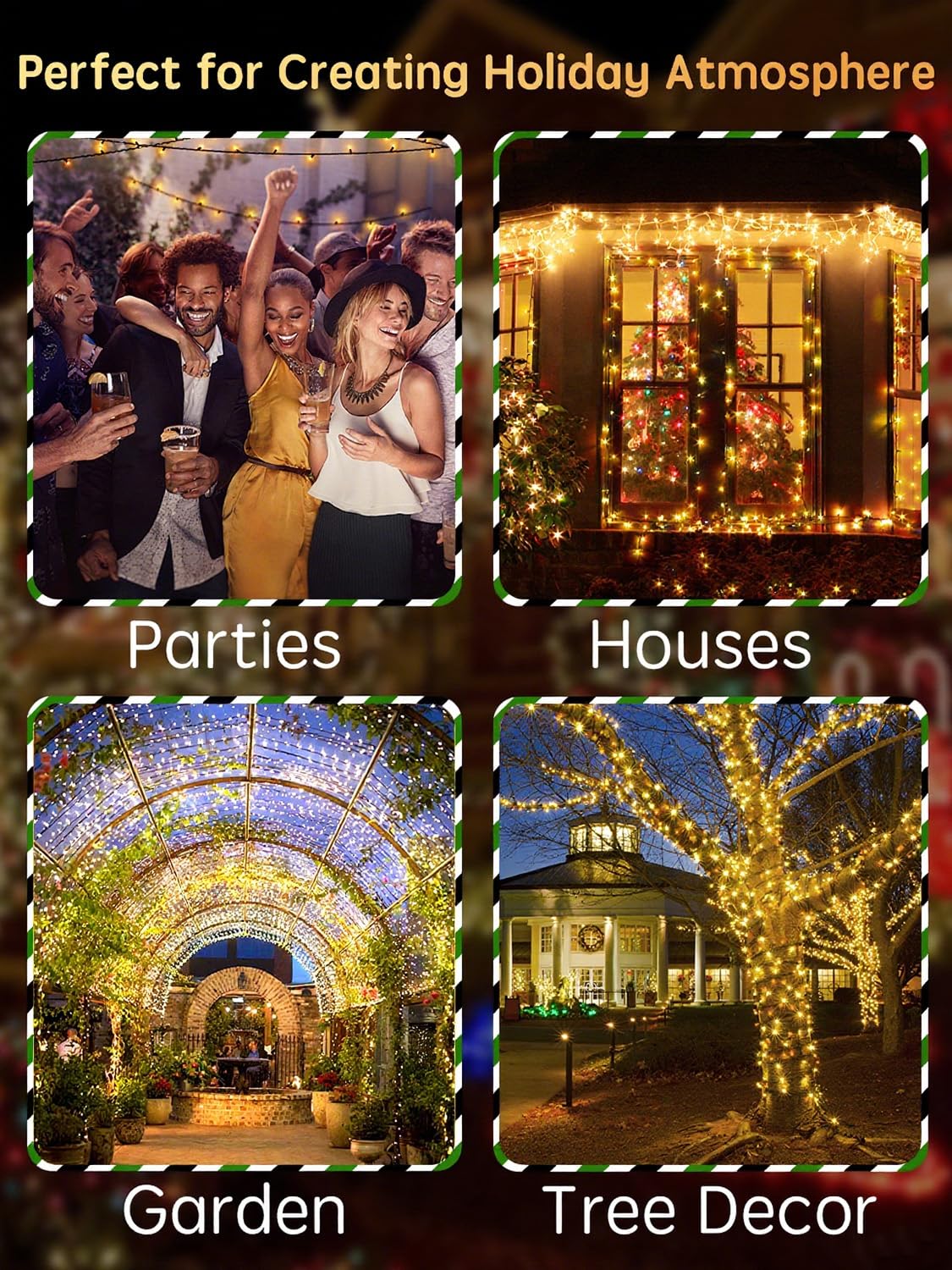 CGN Luces Navidad Exterior 35M 300 LED Guirnalda Luces Exterior con Control Remoto y Temporizador, 8 Modos IP65 Luz Arbol Navidad para Exteriores y Interior para Fiesta Jardín Balcón Boda