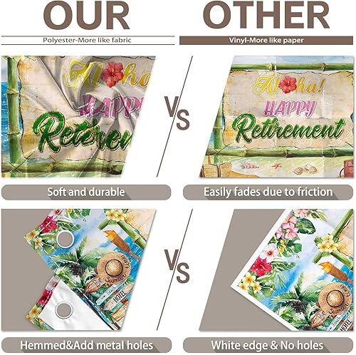 Miniatura 5 de Telón de fondo Aloha Happy Retirement de 96 x 60 pulgadas, para verano, hawaiano, tropical, playa, despedida, fondo de fotografía, Luau, decoración