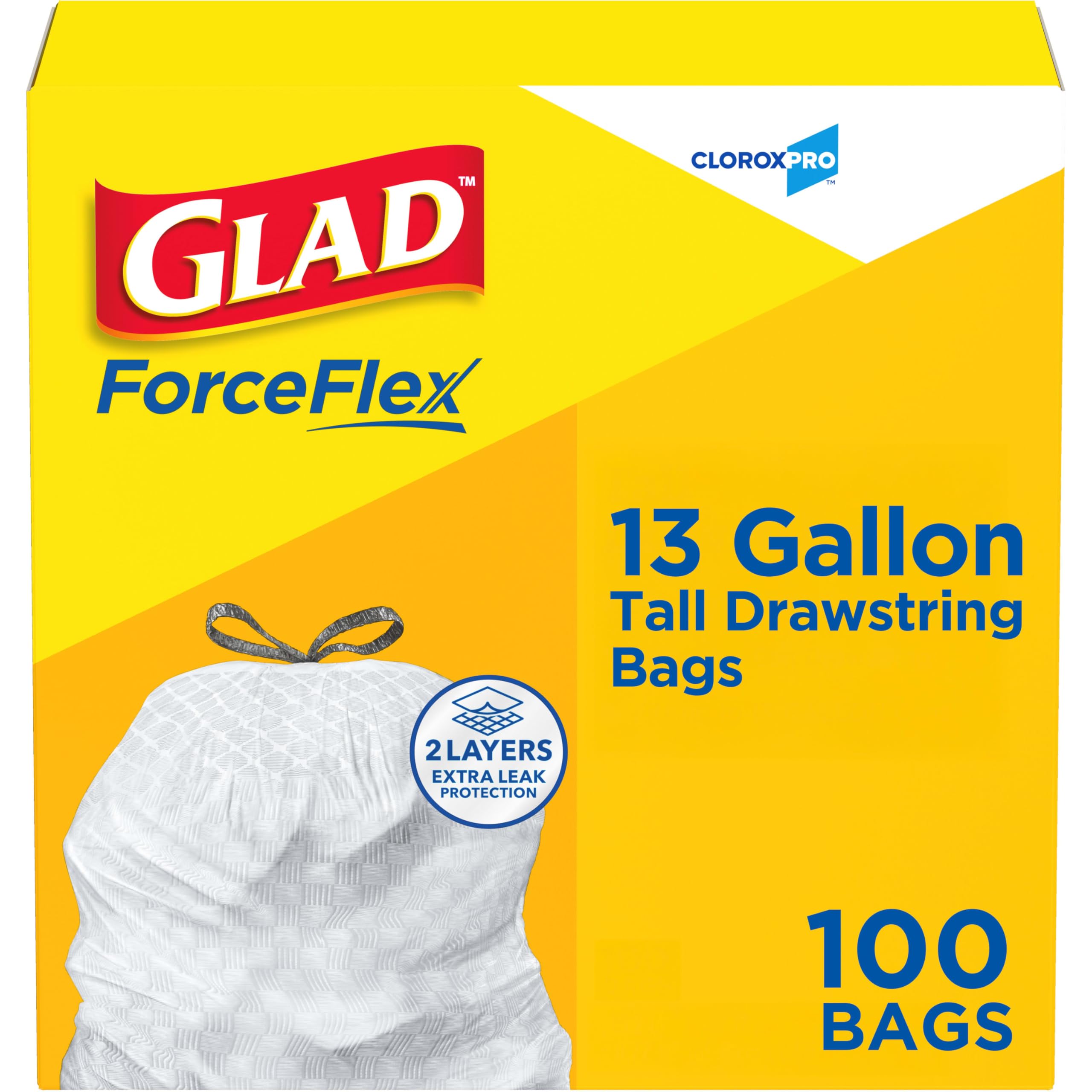 CloroxPro Glad ForceFlex Tall Drawstring Trash Bags 13 Gal 100 Ct Pack May Vary