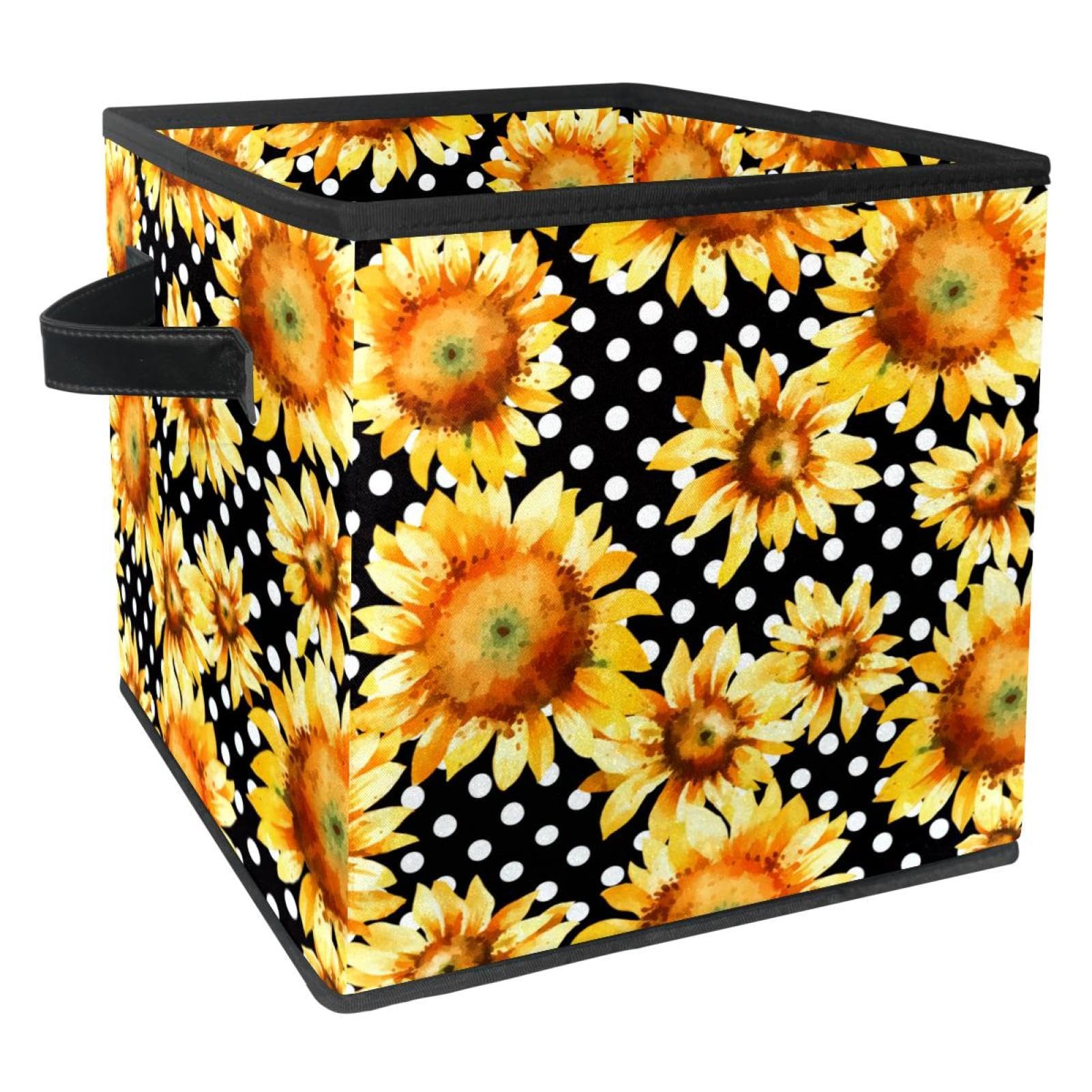 Boîte de rangement pliable tournesols cube en tissu pour placard et chambre