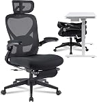 FLEXISPOT Foldex Ergonomic Office Chair, Folding Office Chair for Small Spaces with Lumbar Support, Flip-up Armrests, 3D Headrest, Desk Chairs with Footrest for Work,Video Game (Foam Seat, Cream)