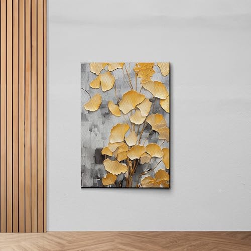 Miniatura 7 de Original Ginkgo biloba Print On Canvas, Modern Textured Gold Wall Art, Abstract Gold Leaves Print, Living room Wall Decor, Decor Canvas, Arts
