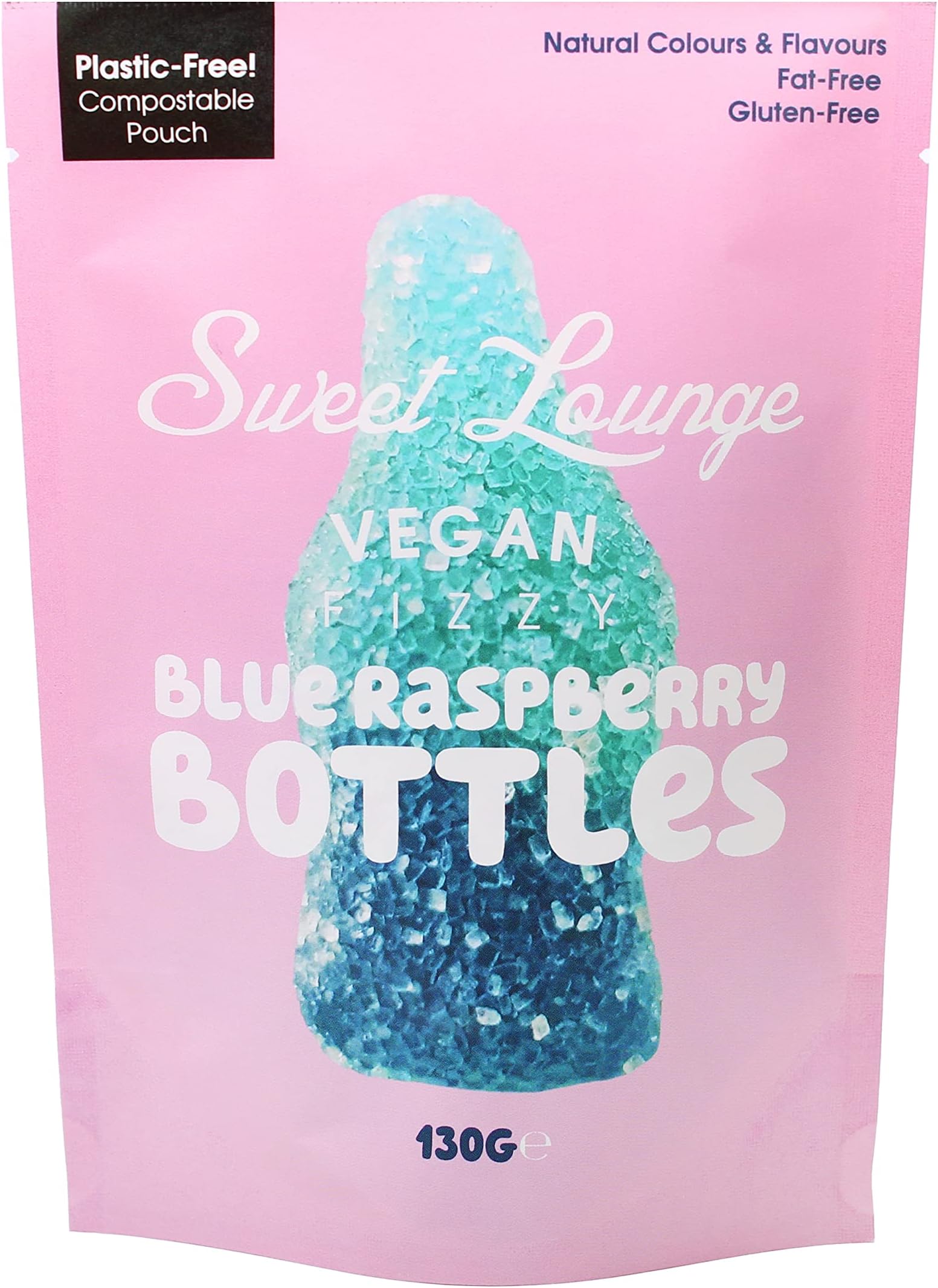Sweet Lounge Vegan Fizzy Blue Raspberry Bottles 130g