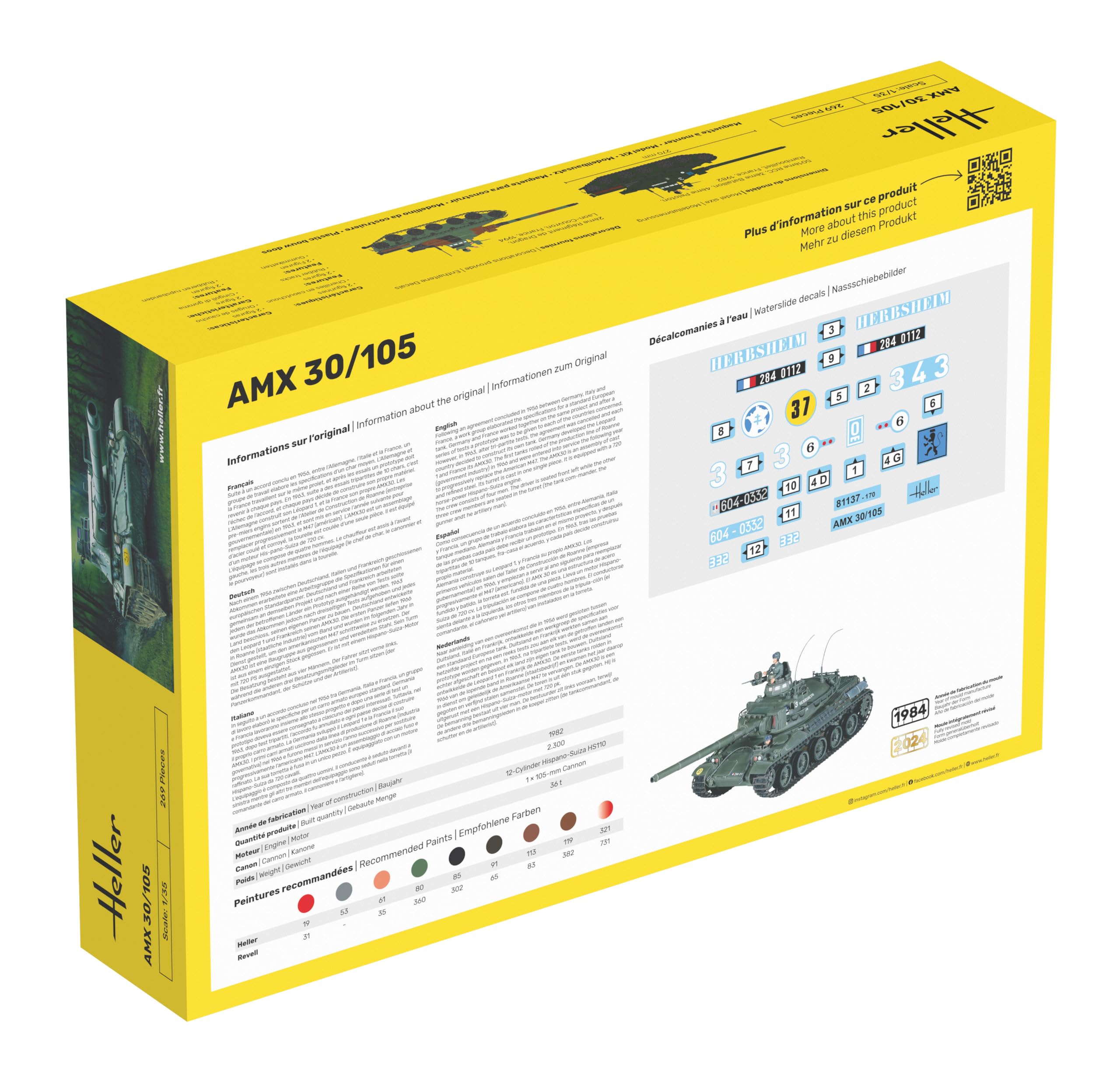 Heller - 81137 - Construction Et Maquettes - Amx 30/105 - Echelle 1/35ème