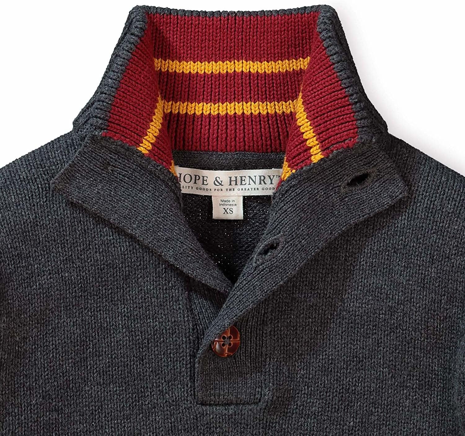 Hope & Henry Boys' Long Sleeve Mock Neck Sweater Dark Heather Grey