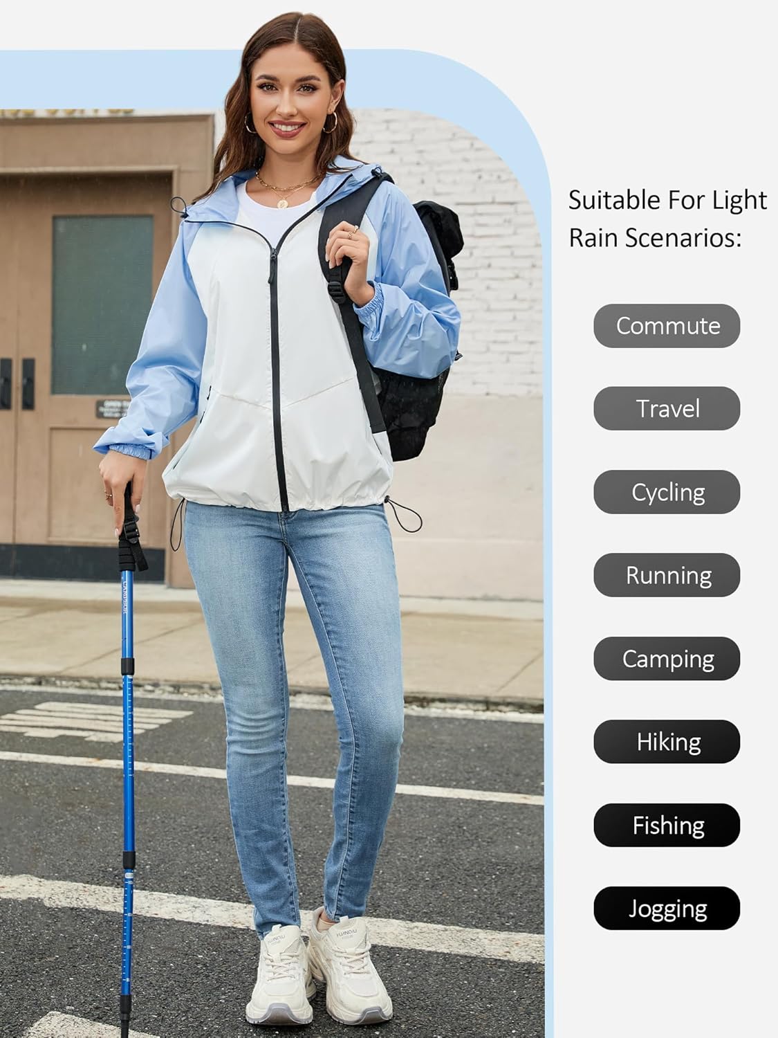 PITINAN Lightweight Rain Jacket Women Packable Wind Breaker Light Rain Jacket Women Waterproof Travel Raincoat S-XXL - Image 6