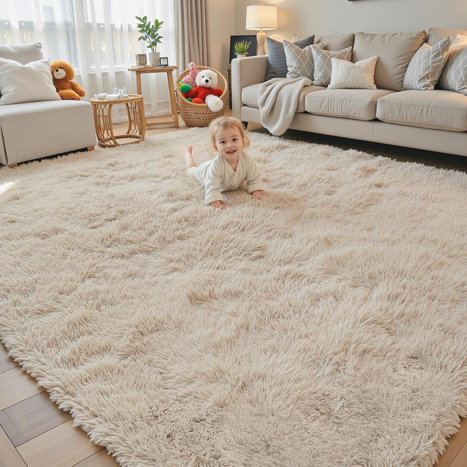 (Similar)Rugs for Living Room 6x9, Alfombras para Salas Shag Large Plush Soft Area Rug, Shaggy Carpets for Bedroom, Kids Boys Girls Home Decor Aesthetic(Beige, 6 x 9) 6' x 9' (Rectangular) Beige