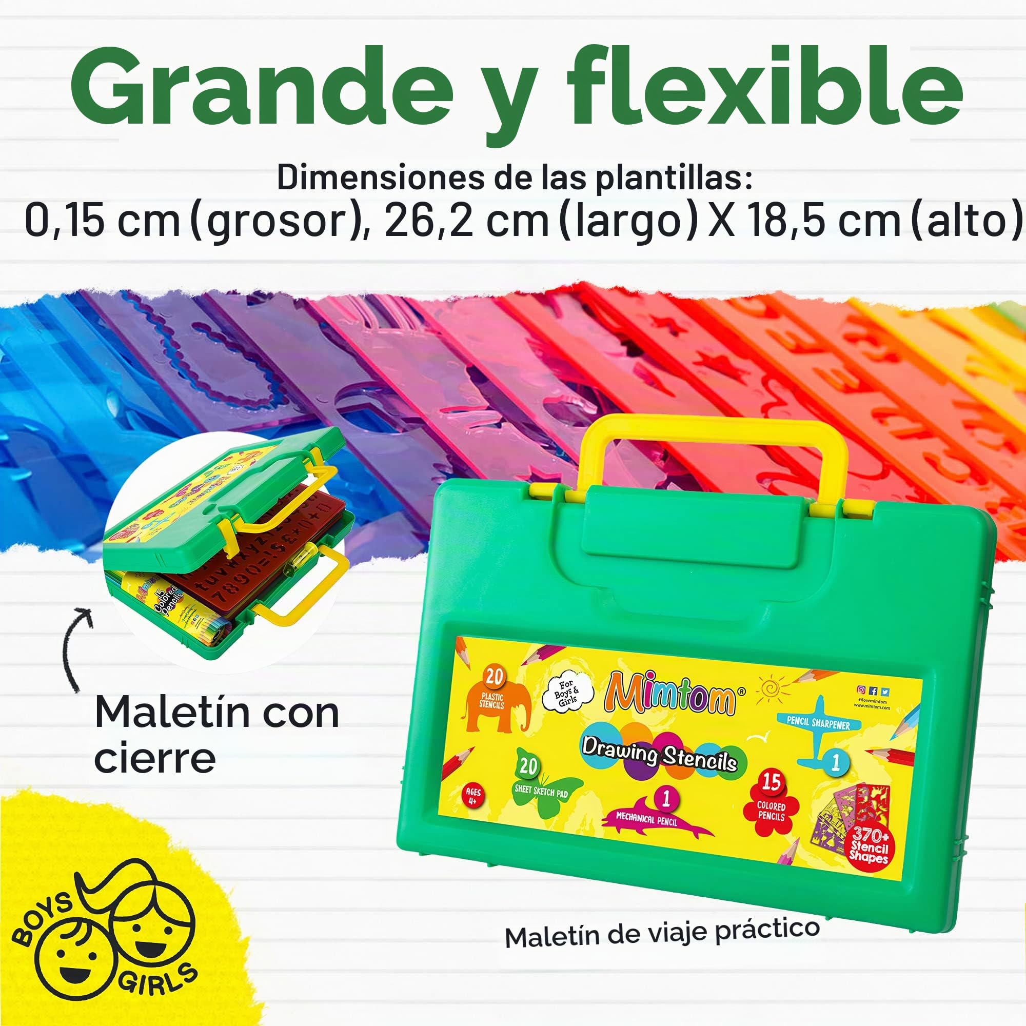 Plantillas de Dibujo Kit de Manualidades para niños con 370 Figuras | Plantillas para Pintar Que desarrollan la Creatividad | Desde los 3 años