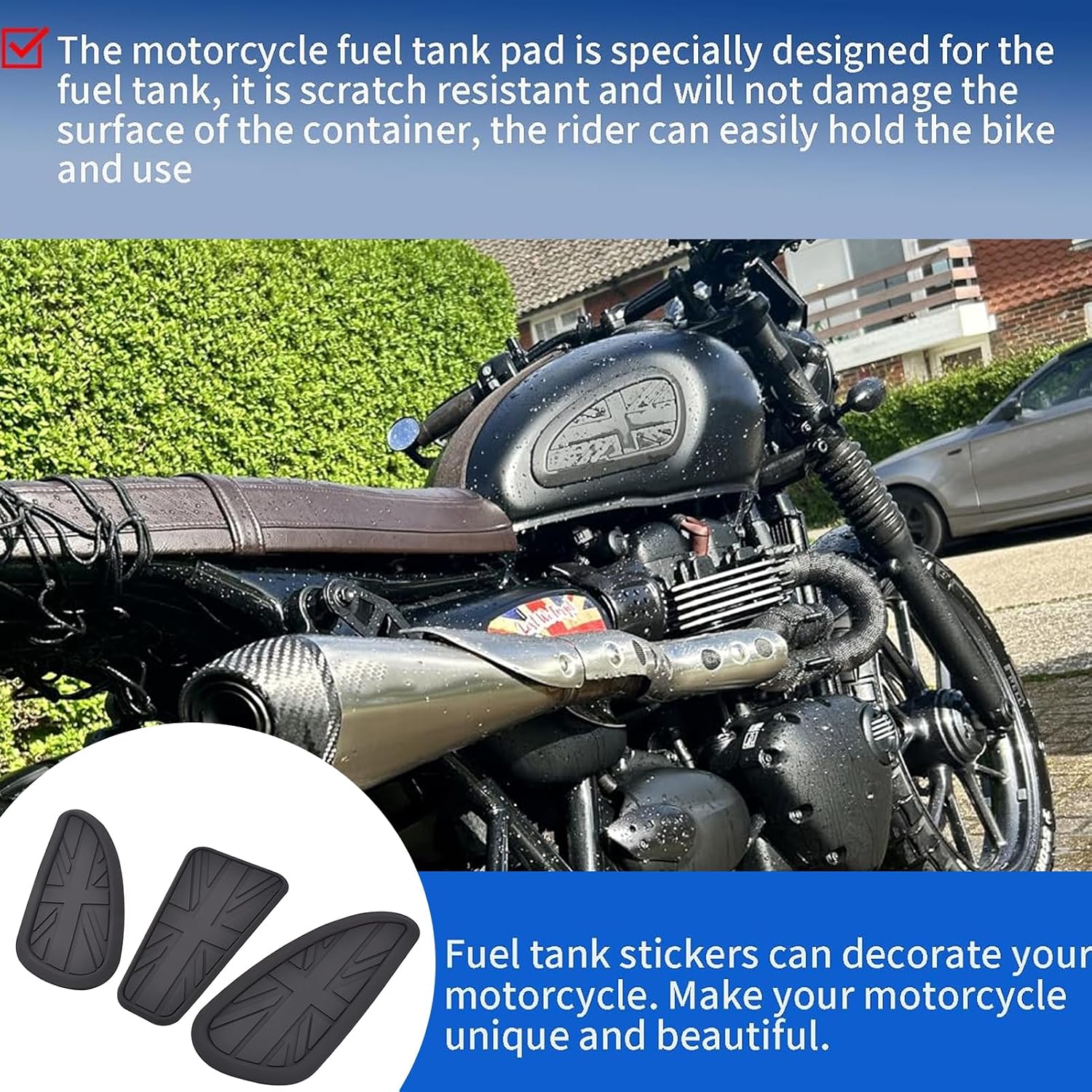 Compatible for Triu&m&ph Bon&Neville Speed400/Scra&mbler400X/T100/T120 All Year Motorcycle Universal Fuel Gas Tank Stickers Tank Grip Side Decals Anti Slip Tank Pads