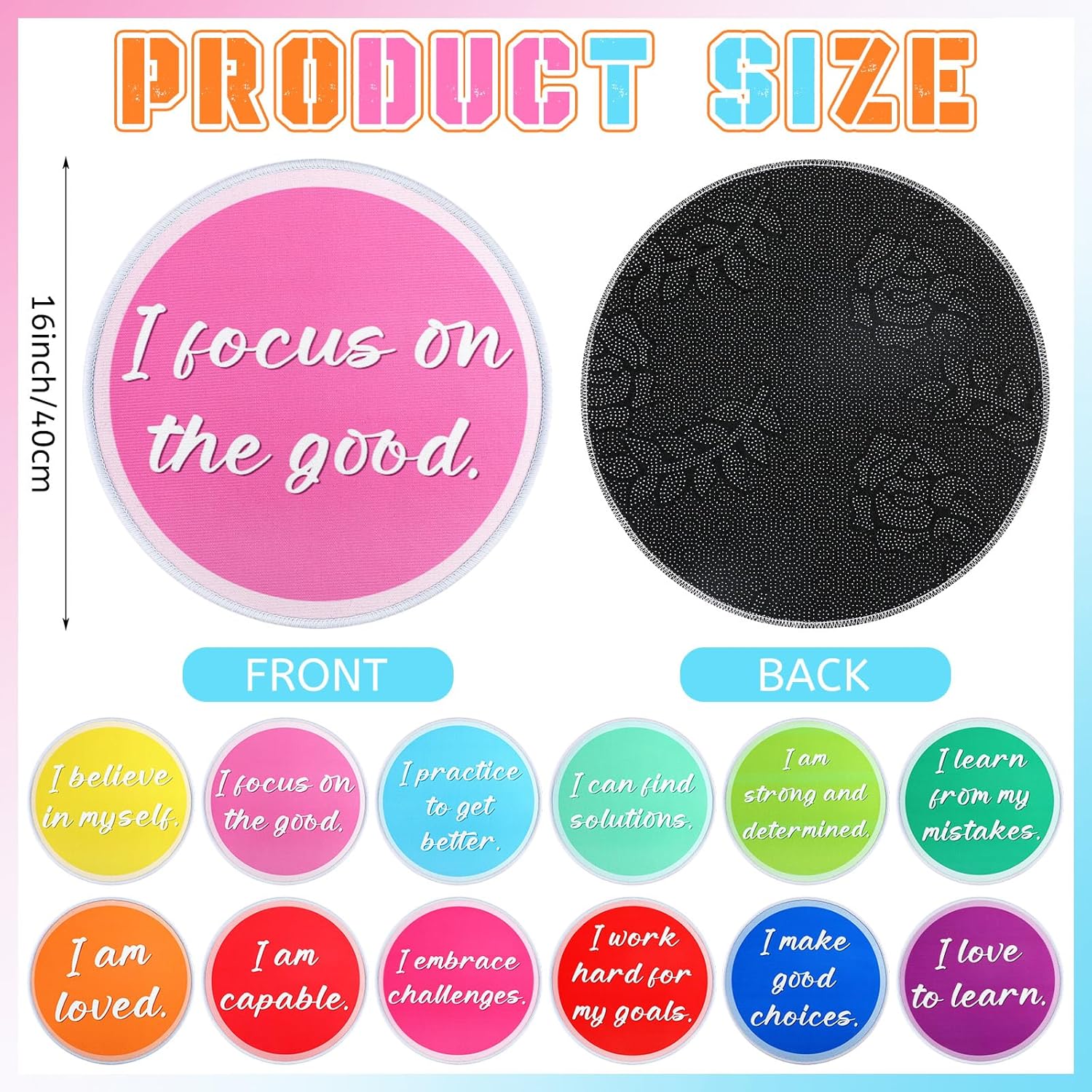 12 Pcs Circle Carpet Seats for Classroom 16 Inch Kids Round Floor Mat Soft Non Slip Rug for Back to School Educational Preschool Kindergarten Daycares Playing Areas