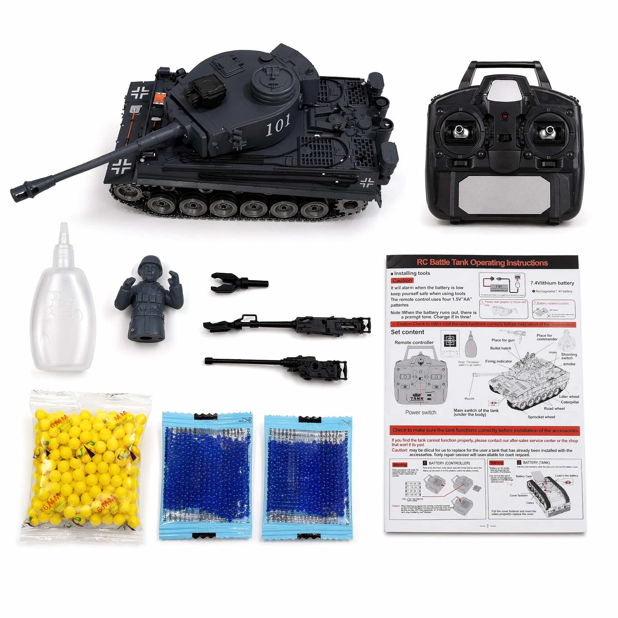 Tanque RC Tiger 1:18 Orugas Metálicas – Retroceso Realista Disparo Agua 2.4GHz | Tanque Teledirigido Militar Juguete Regalo Niño 8 Años | Kit Completo