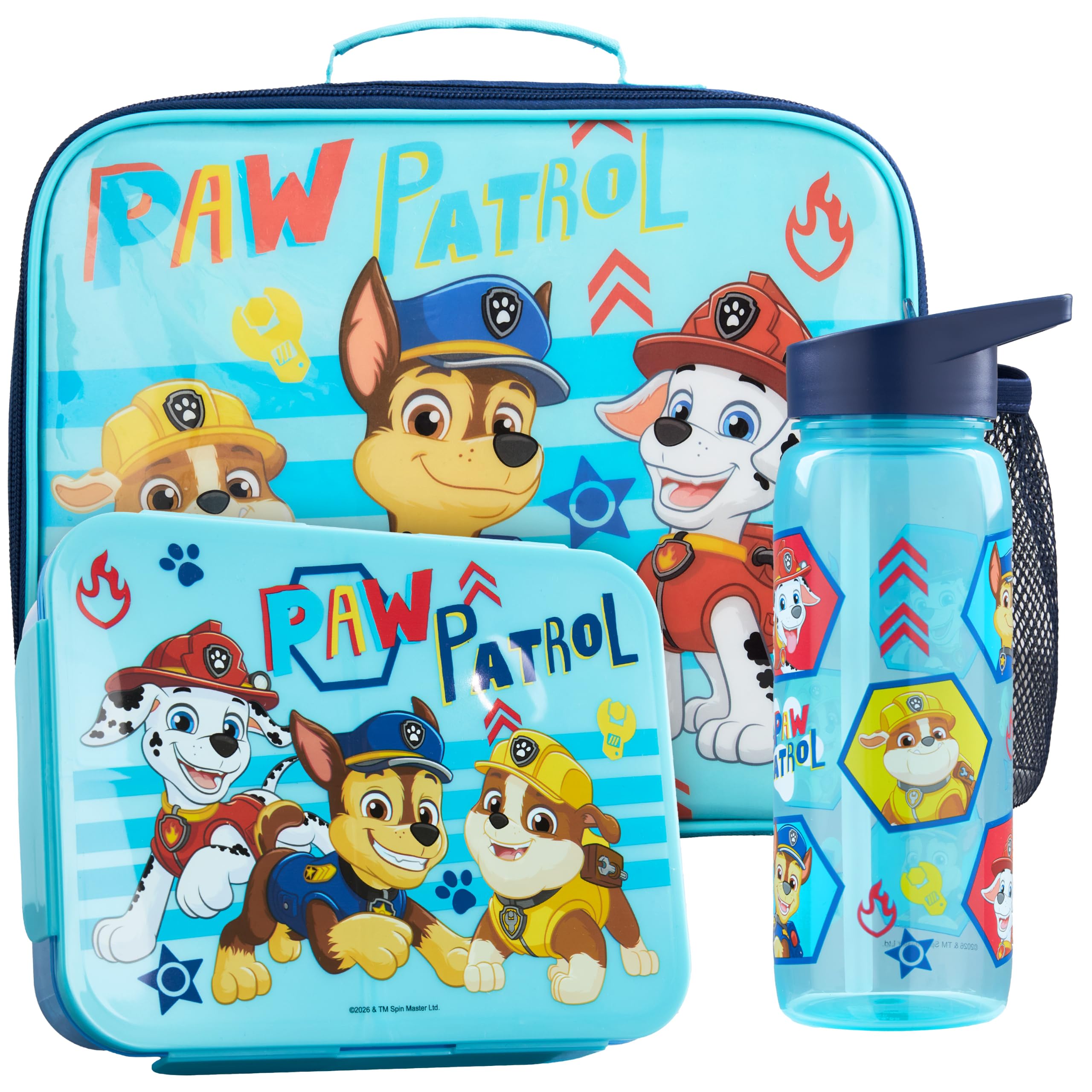 Get Trend Paw Patrol Kids Insulated Lunch Bag 3Pc Set with Bento Lunch Box & 640ml BPA-Free Water Bottle with Straw, Kids Snack Box with Compartments, School Supplies Boys Gifts (Multi Paw Patrol)