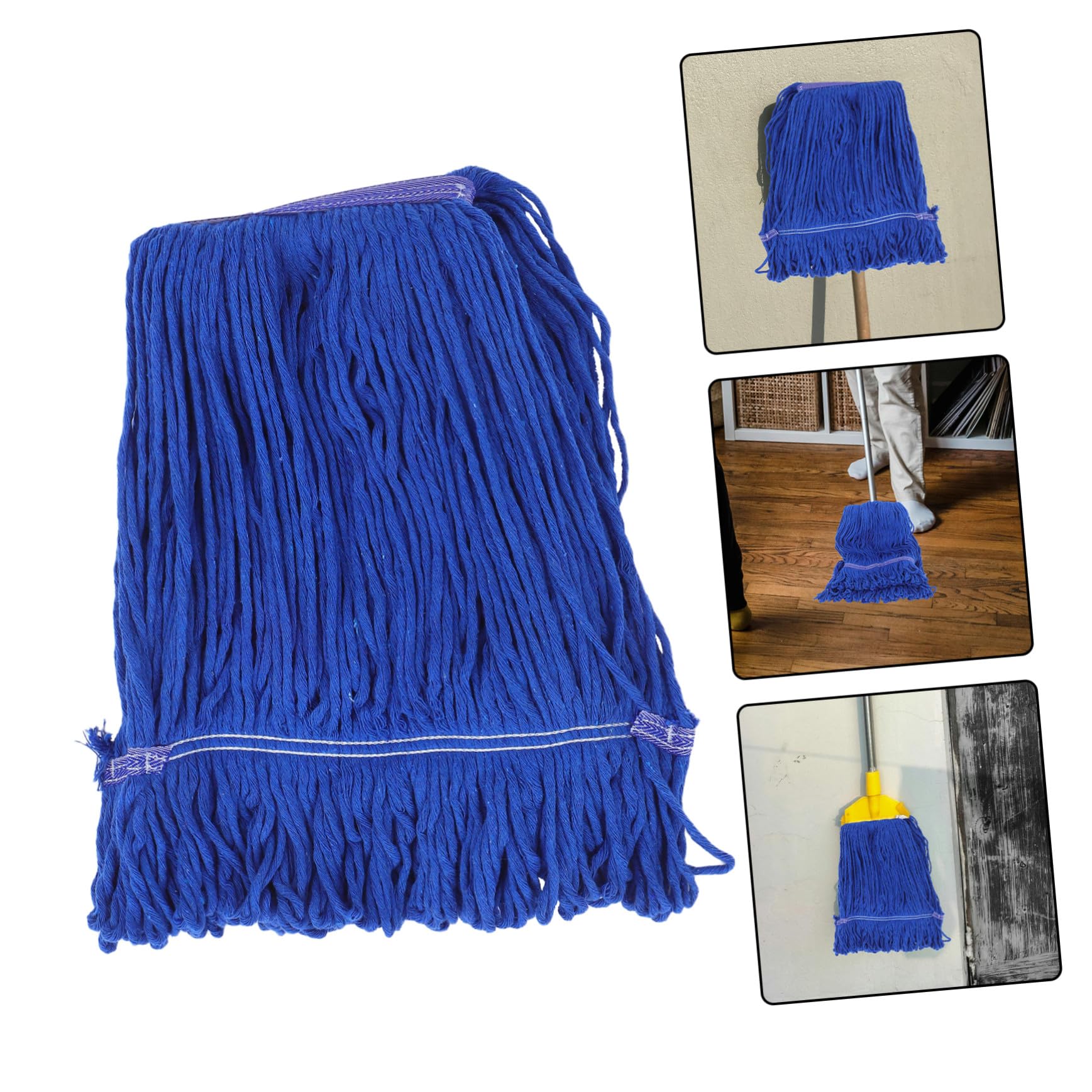Cabezal Material de Hilo de Algodón Resistente de Trapeador Azul de Algodón Repuesto de 3 Piezas Compatible para Limpieza Industrial y Oficinas Mopa de Cera