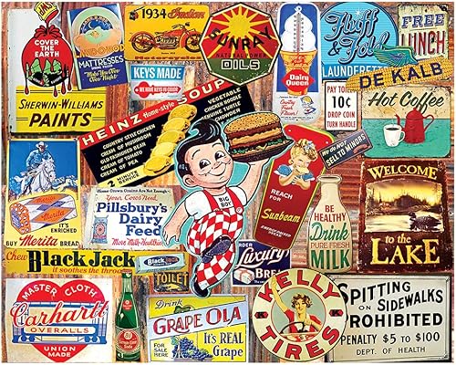 White Mountain Puzzles Vintage Signs - Rompecabezas de 1000 piezas