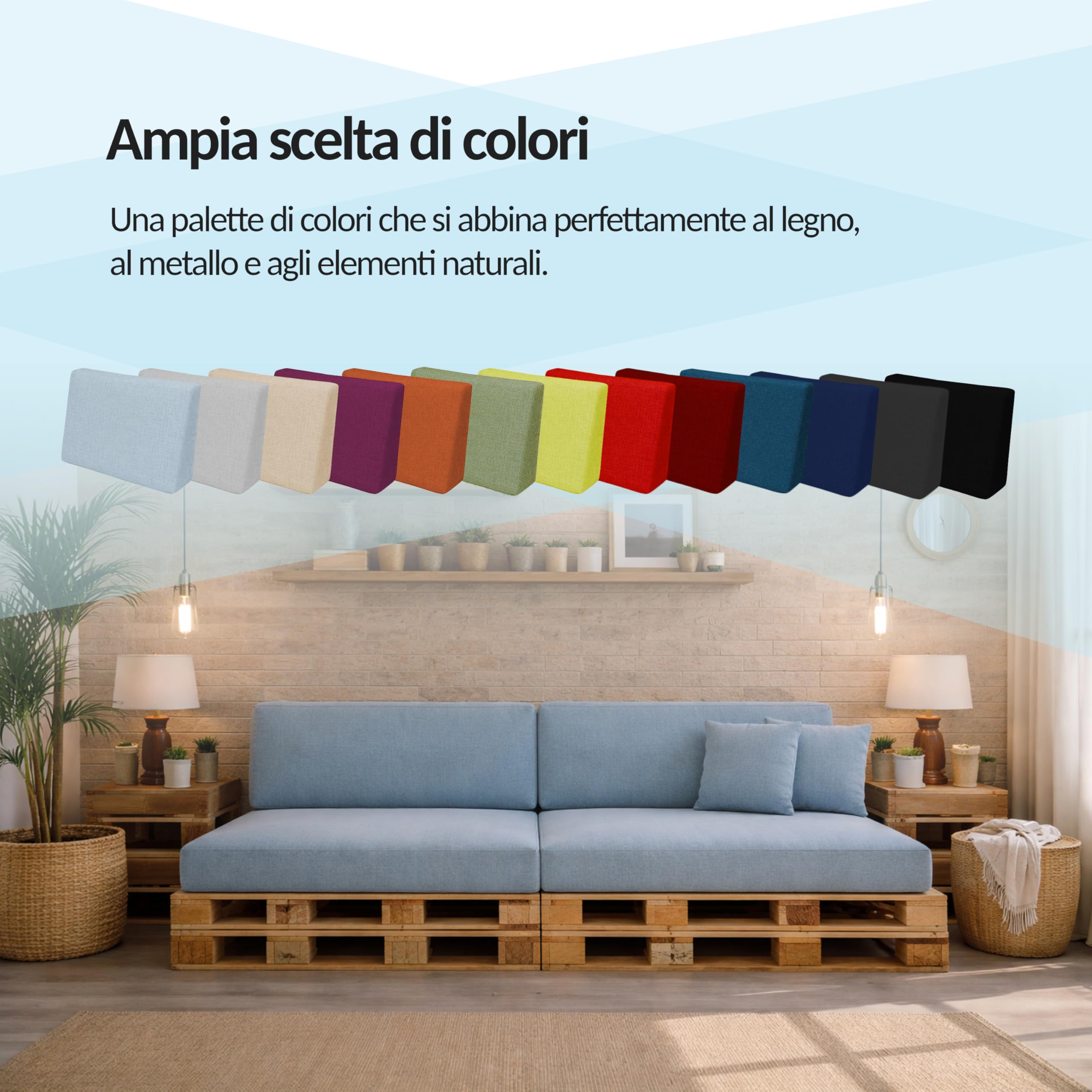 Cuscini per Pallet Impermeabili Beige 120x80 cm Seduta 120x40 cm Schienale Set di 2 Oeko-Tex Made in EU