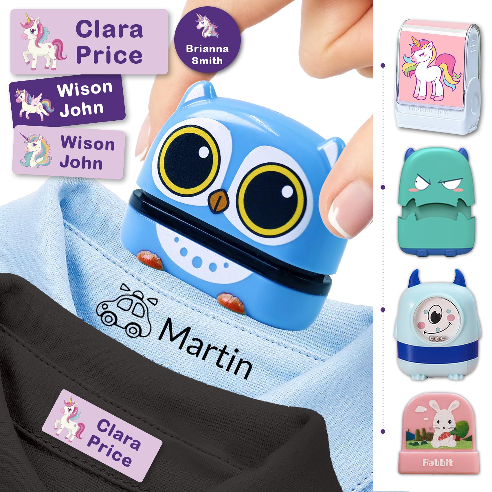 Name Stamp for Clothes Kids, Personalised Clothing Stamps Waterproof, School Uniform Nursery Fabric Name Stamp