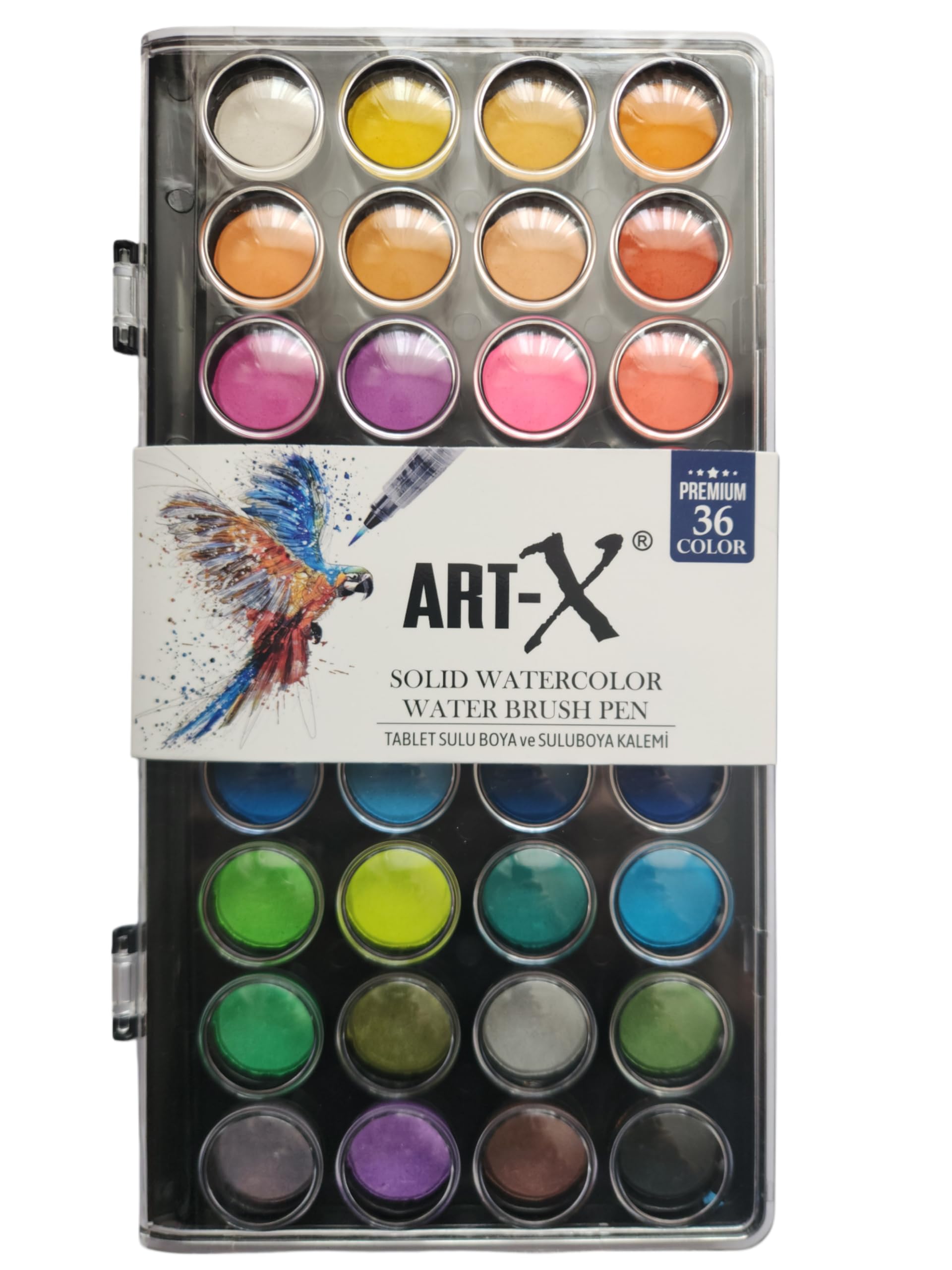 Rich Art-X Premium Sulu Boya Seti, 36 Renk, Tablet Form, Suluboya Kalemi Dahil