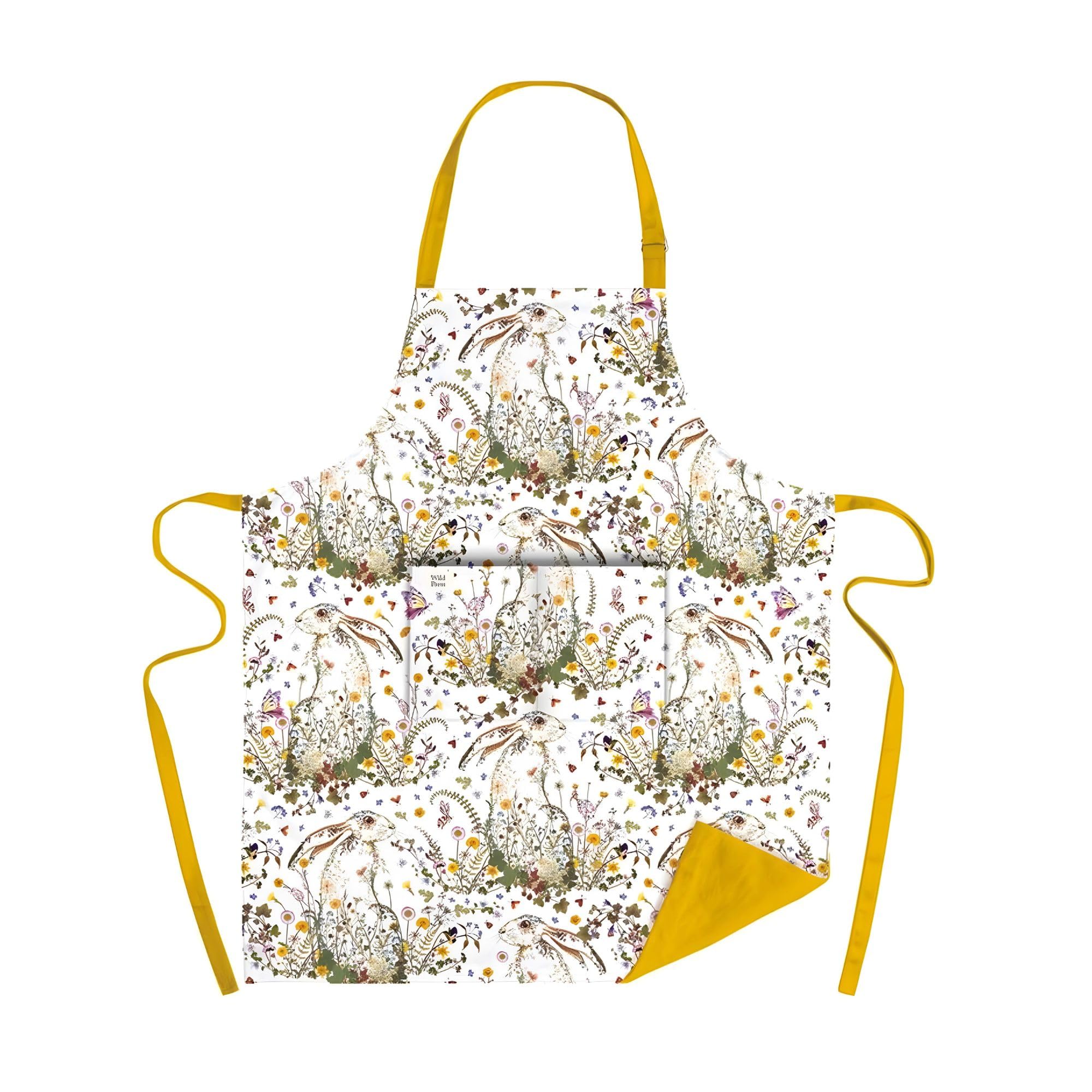 Museums & Galleries Adjustable Apron - Wildflower Hare by Helen Ahpornsiri - Organic Cotton - Stylish Home Accessory