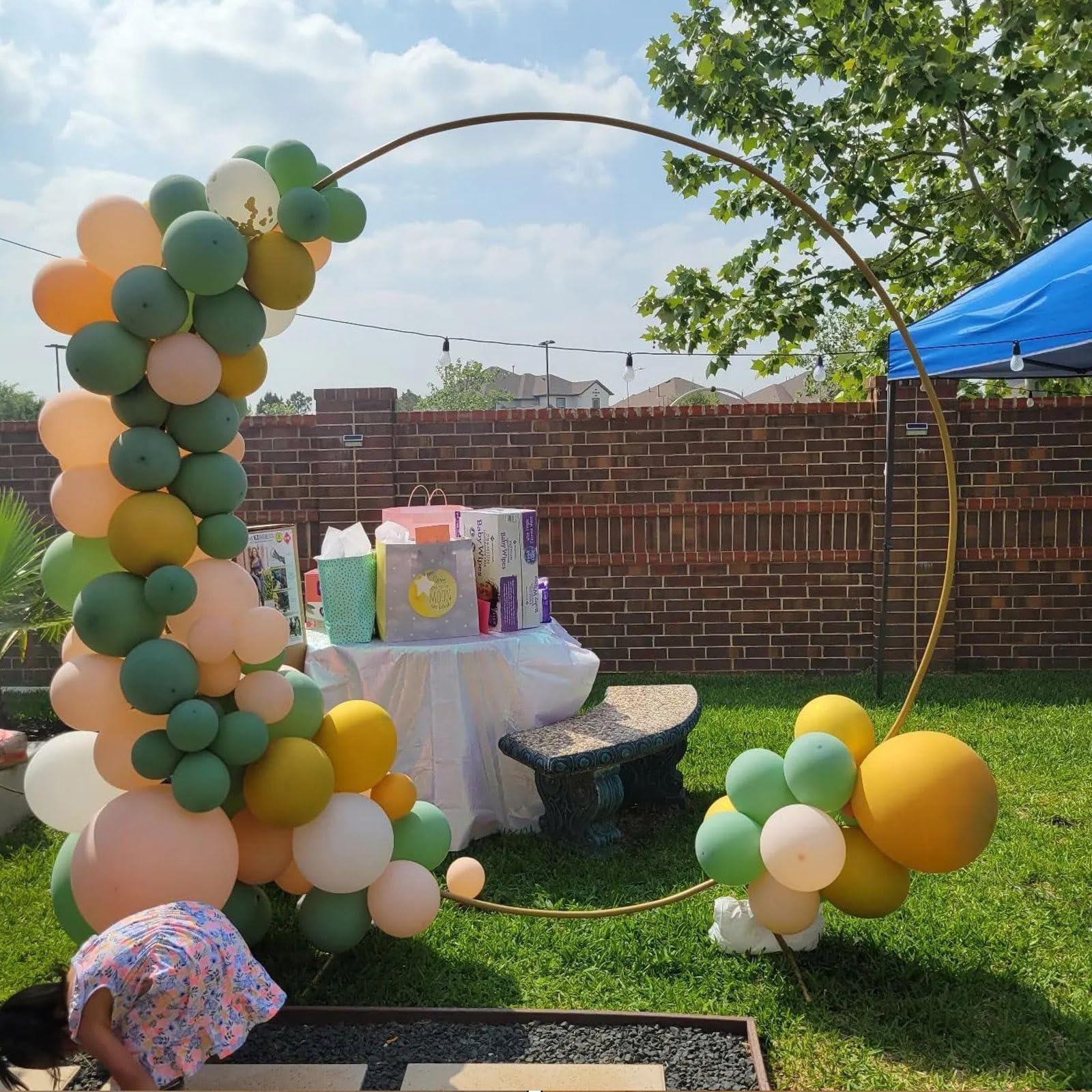 HJXGQJM Metalowy stojak na tło, złoty, ślubny, łukowy stojak na tło, ramka na łuk balonowy na ceremonię, wesele, przyjęcie, baby shower, dekoracja, duży łuk ślubny na ceremonię, biały, 100 cm