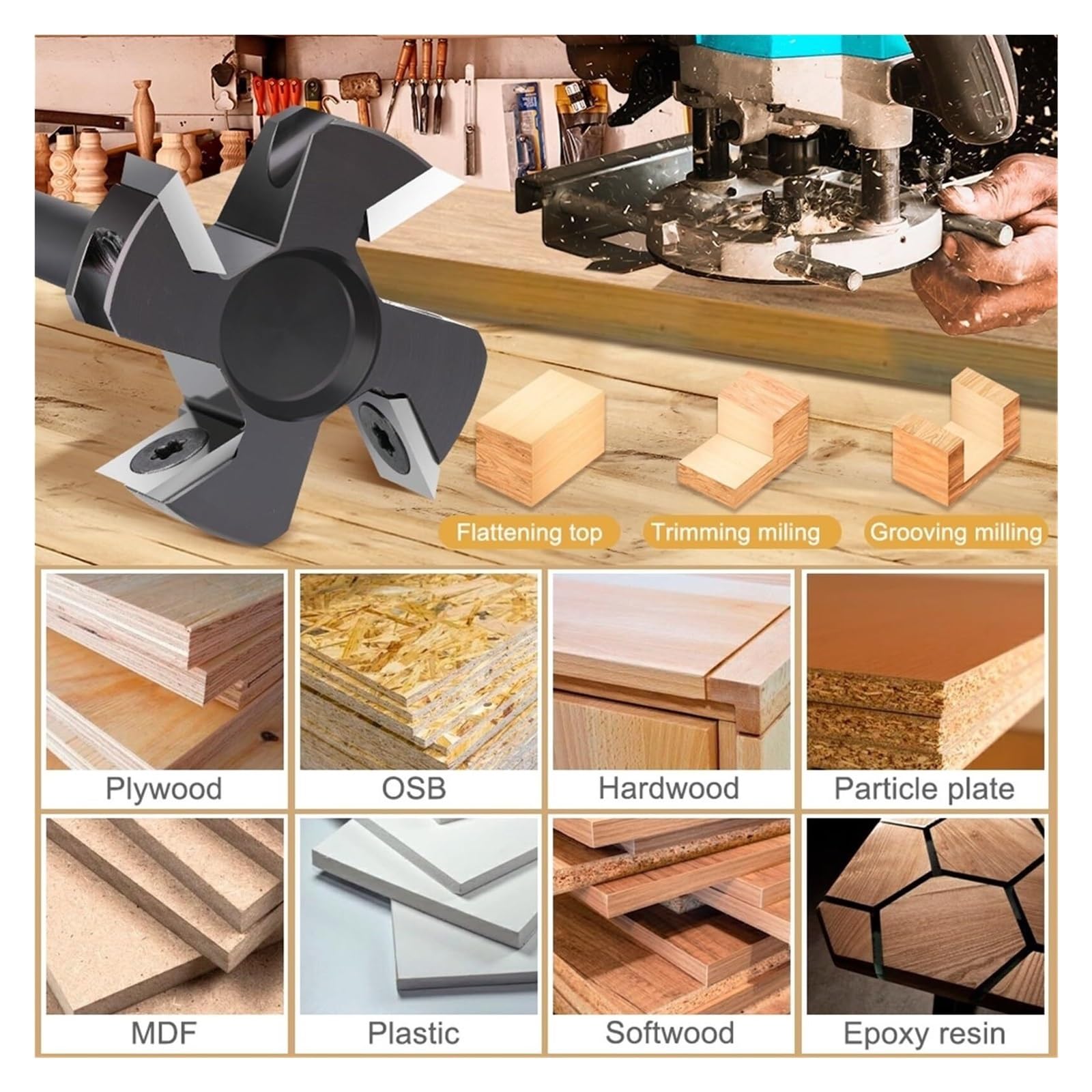Narzędzia skrawające do tokarki Tokarka, Strugarka Do Drewna Bit 8x40mm Spoilboard Frez Powierzchni Płyta Z Węglików Spiekanych Spłaszczanie(1/4x25.4x45Lx4T)