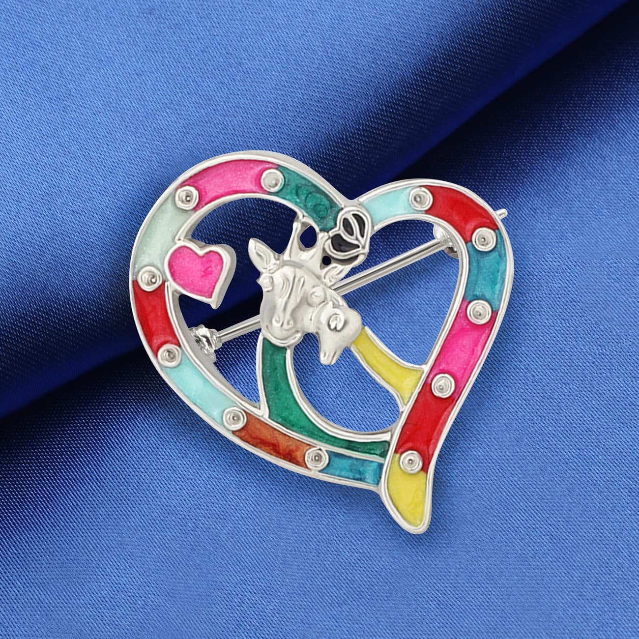 BONSNY Alloy Couple Giraffe Brooch Enamel Pins Jewellery for Women Girls Clothing Scarf Accessories Gift (Multi) - Image 4