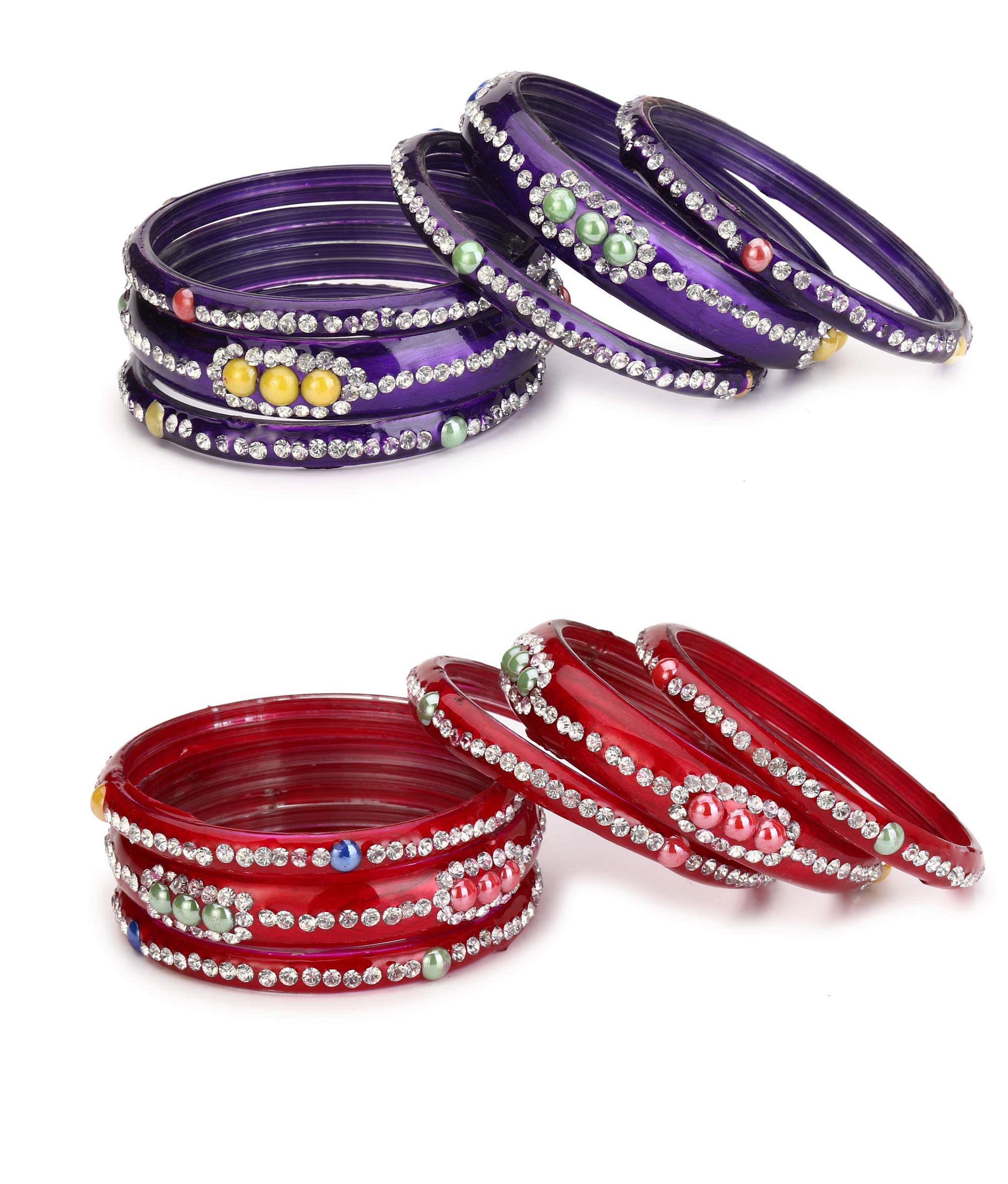 Combo Party & Festivle Designer Ornamented With Colorful Beads And Figures Fancy Matching Glass Bangles & Kada Set Of Six Each With Safety Box (Size 2.2 IN) (BN_2.2-18.a_bang) (B0DHH8CG58) Amazon Price History, Amazon Price Tracker