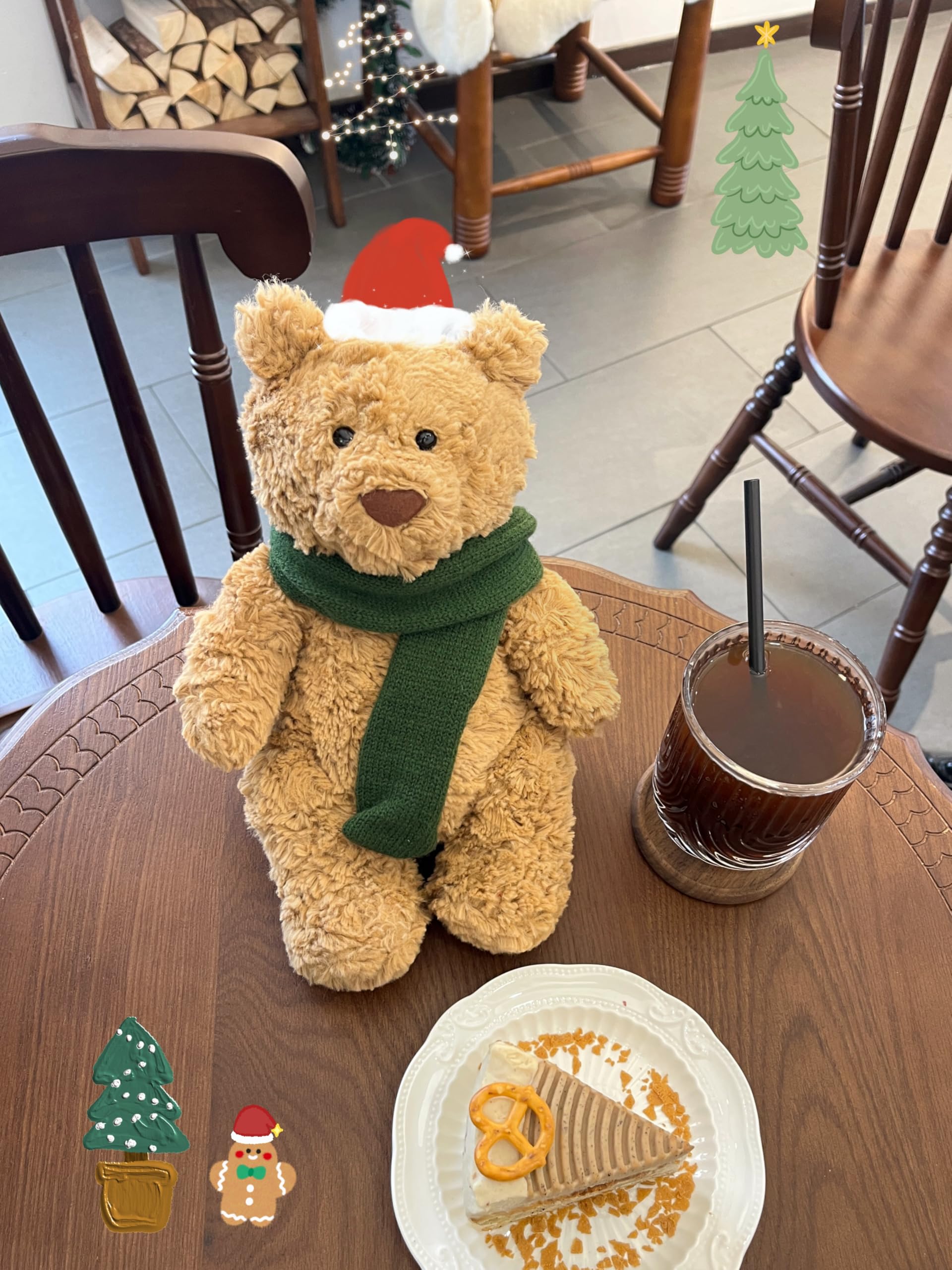 LICHADUOLE 14-16inch Teddy Bear Winter Clothing,Christmas Doll Clothes for Bartholomew Bear and 36cm Stuffed Animals,Clothes only Without Doll(3pc Includes 1 Scarf,1 Jumpsuit,1 Striped Sweater)