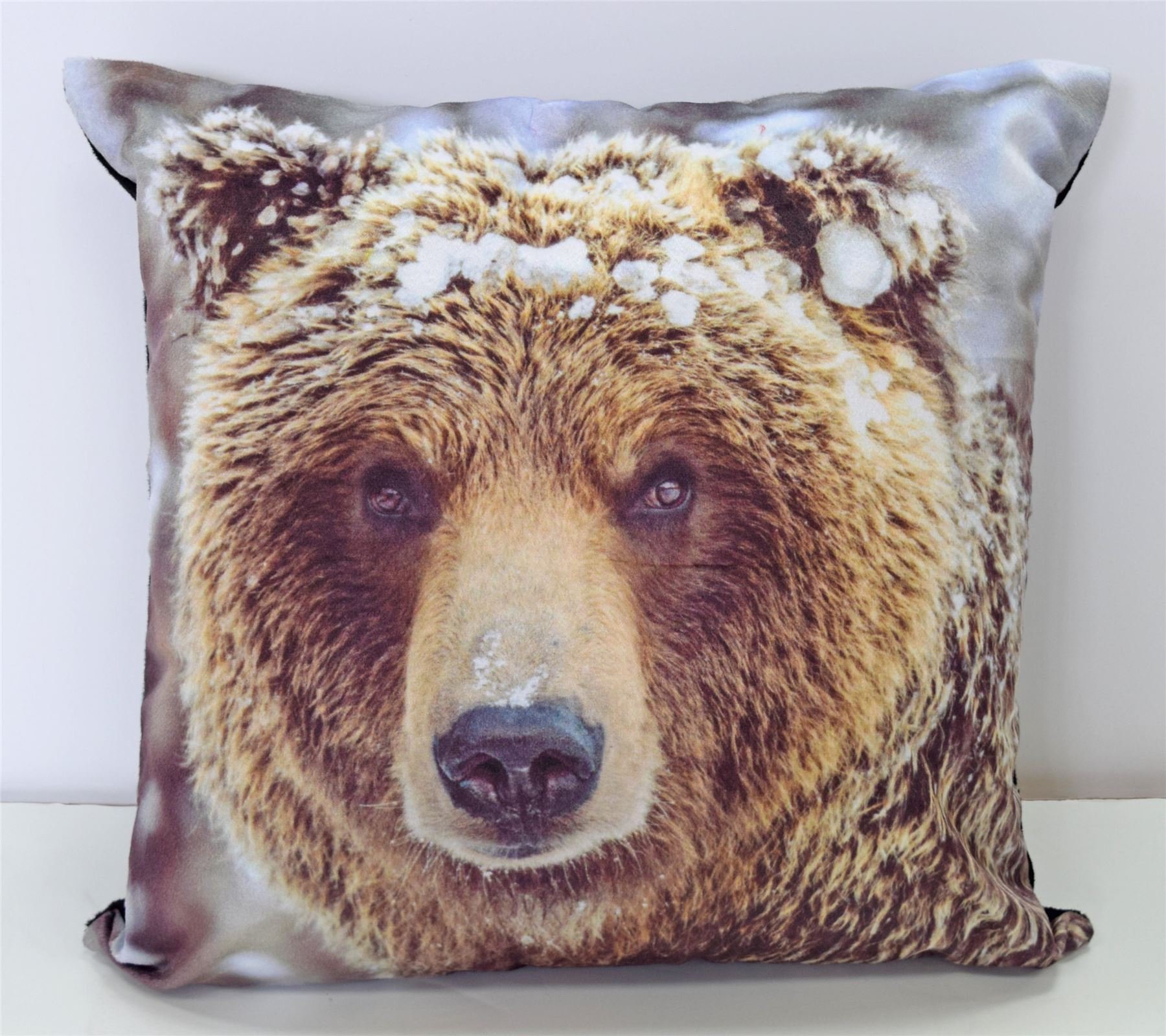 Rapport Home Brown Bear Grizzly Cushion Cover Square Scatter Cushion Cover Animal