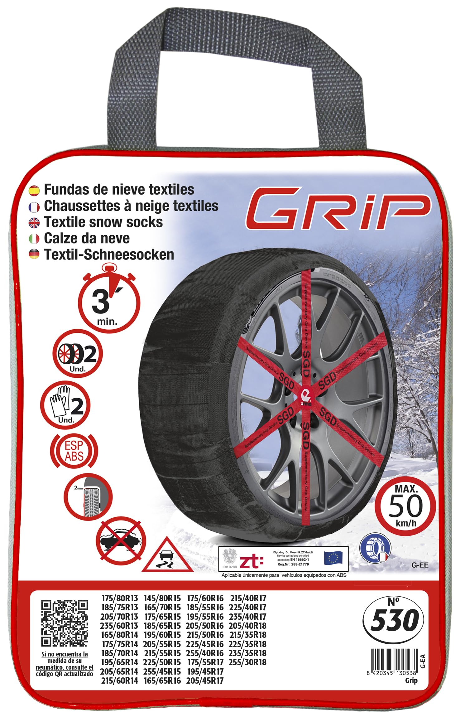Grip - Chaînes à Neige Textiles Taille n° 530