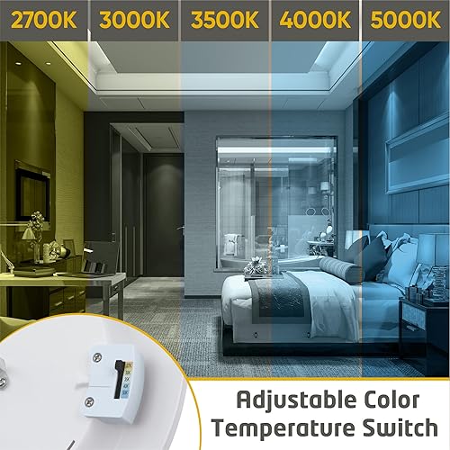 Miniatura 3 de Ciata Lámpara LED de techo de perfil bajo, accesorio de montaje semiempotrado, iluminación redonda regulable de 7.5 pulgadas, interior y exterior,