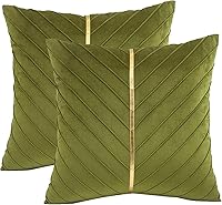 Vista 21 de Tosleo - Fundas de almohada de terciopelo beige de 20 x 20 pulgadas, paquete de 2 con cuero dorado, fundas decorativas de Navidad para sofá, fundas