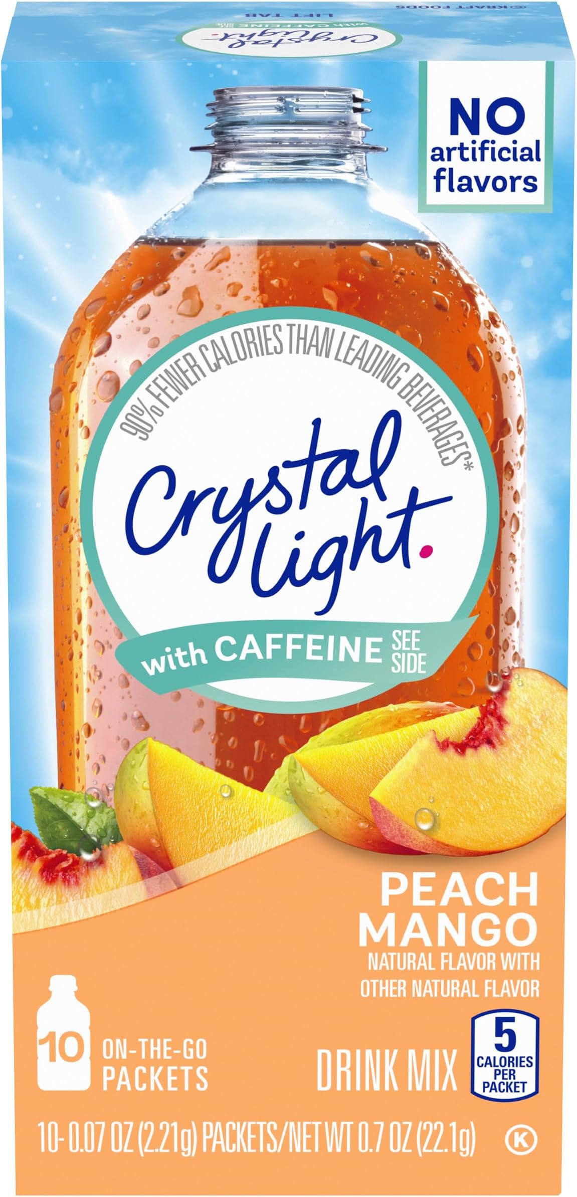 On The Go Peach Mango With Caffeine Drink Mix, 10-Packet Box (Pack of 24)