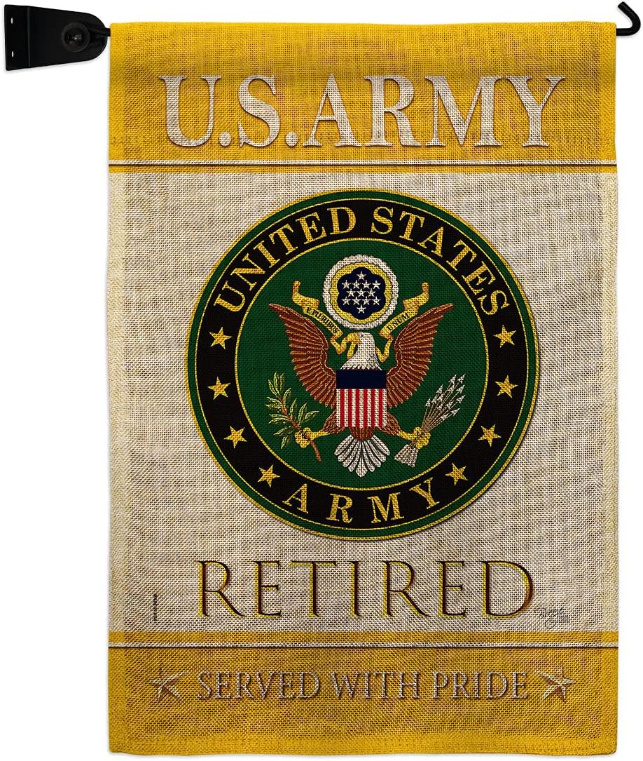 US Army Retired Garden Flag Set Mailbox Hanger Armed Forces Rangers United State American Military Veteran Retire Official Small Decorative Gift Yard House Banner Double-Sided Made In USA 13 X 18.5