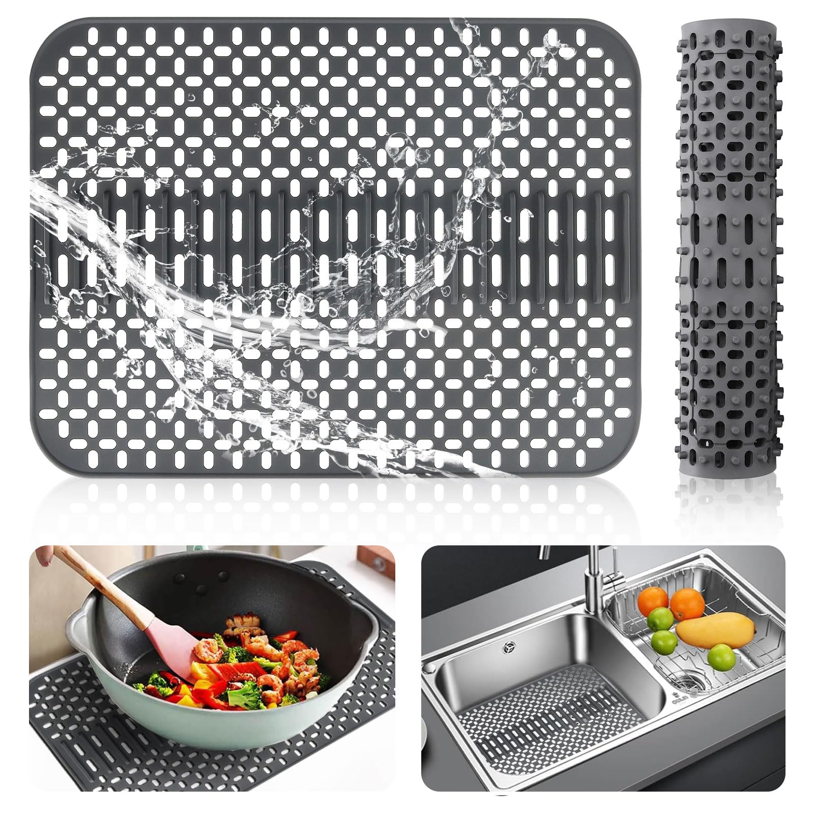 Tapis D’évier En Silicone – Protection De Comptoir Cuisine/salle De Bain, Antidérapant, Résistant à La Chaleur 200°C
