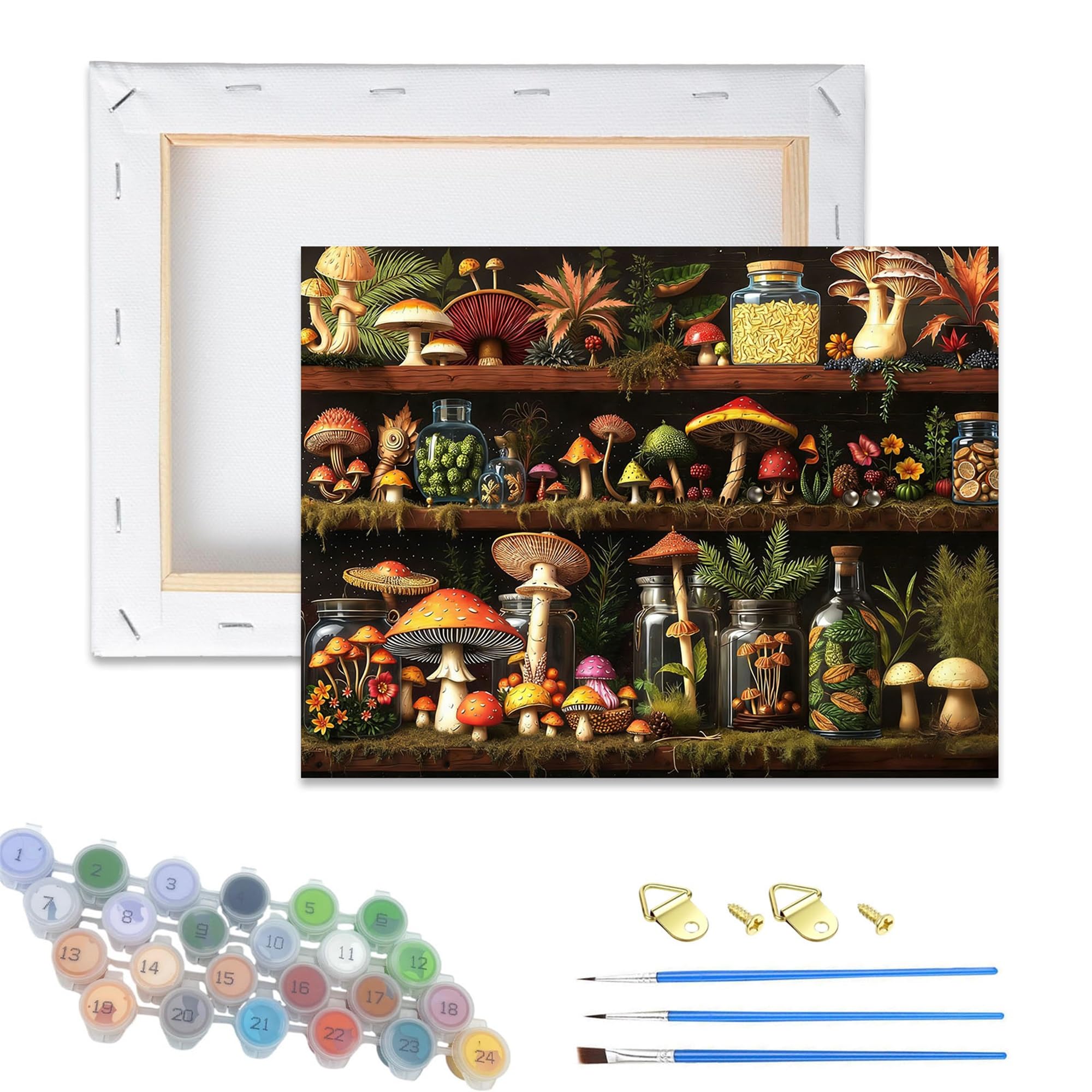 Dsfefv Mushroom Wooden Framed Paint By Numbers Kits For Adults,Diy Painting Kit On Canvas, Color By Numbers Acrylic,Adult Paint By Number For Wall Decor And Gifts (Mushroom)