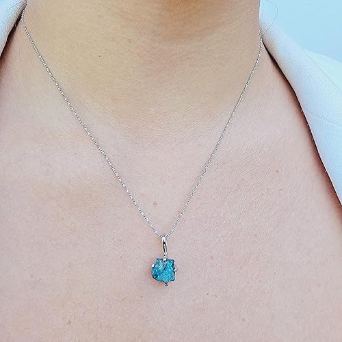 Miniatura 7 de Natural raw emerald gemstone pendant chain necklace with white gold over 925 solid sterling silver, May birthstone dainty solitaire gift for her,