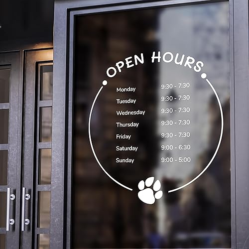 Customized Pet Store Hours Vinyl Decal - Personalized Storefront Sign with Pet Shop Business Hours - Pet Shop Window Decal - Hours of Operation for Pet Store