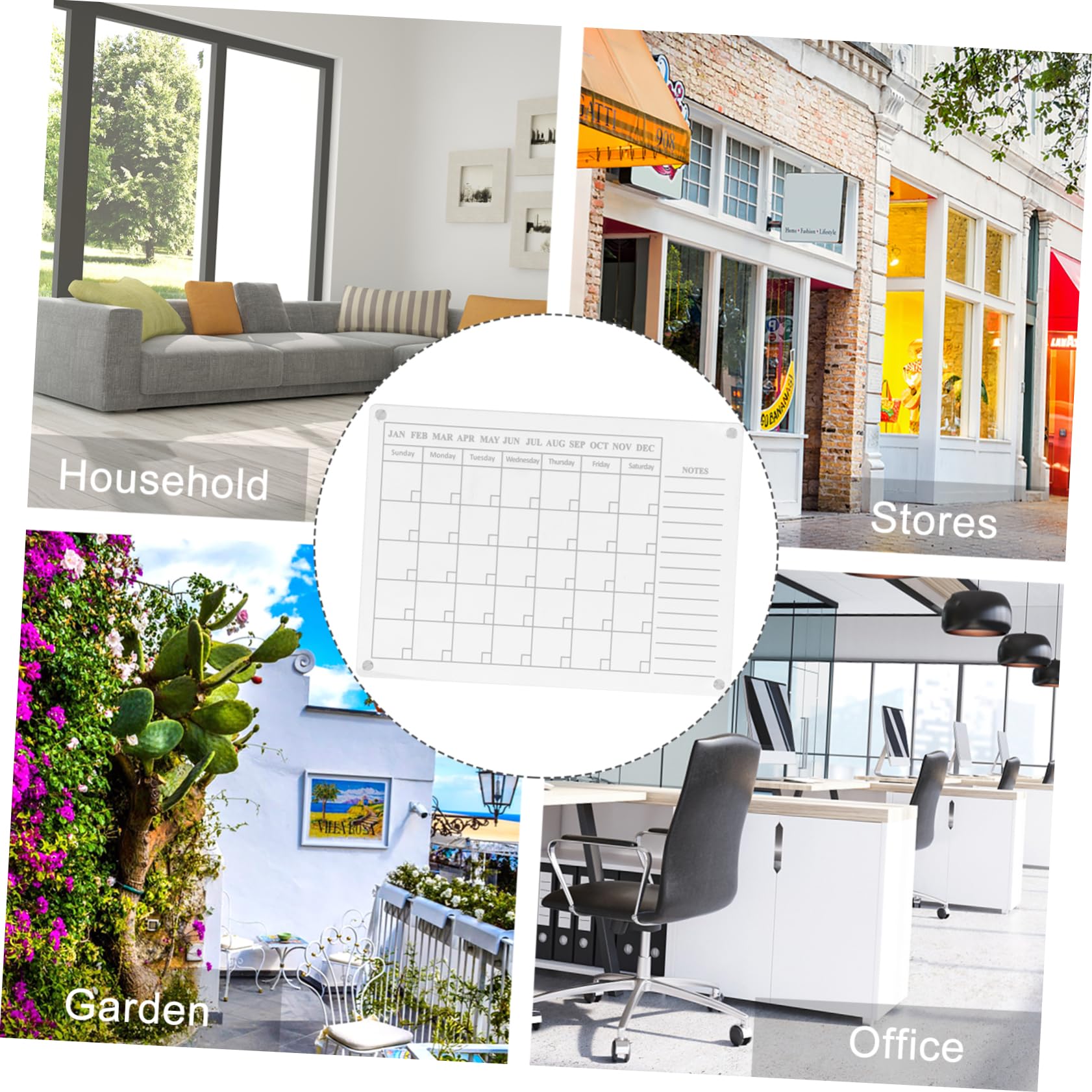 Tofficu Tableau Blanc Calendrier Magnétique en Acrylique Transparent, Format Moyen, Effaçable à Sec, Planificateur Hebdomadaire pour Réfrigérateur, Organiseur Mural pour Bureau et Maison