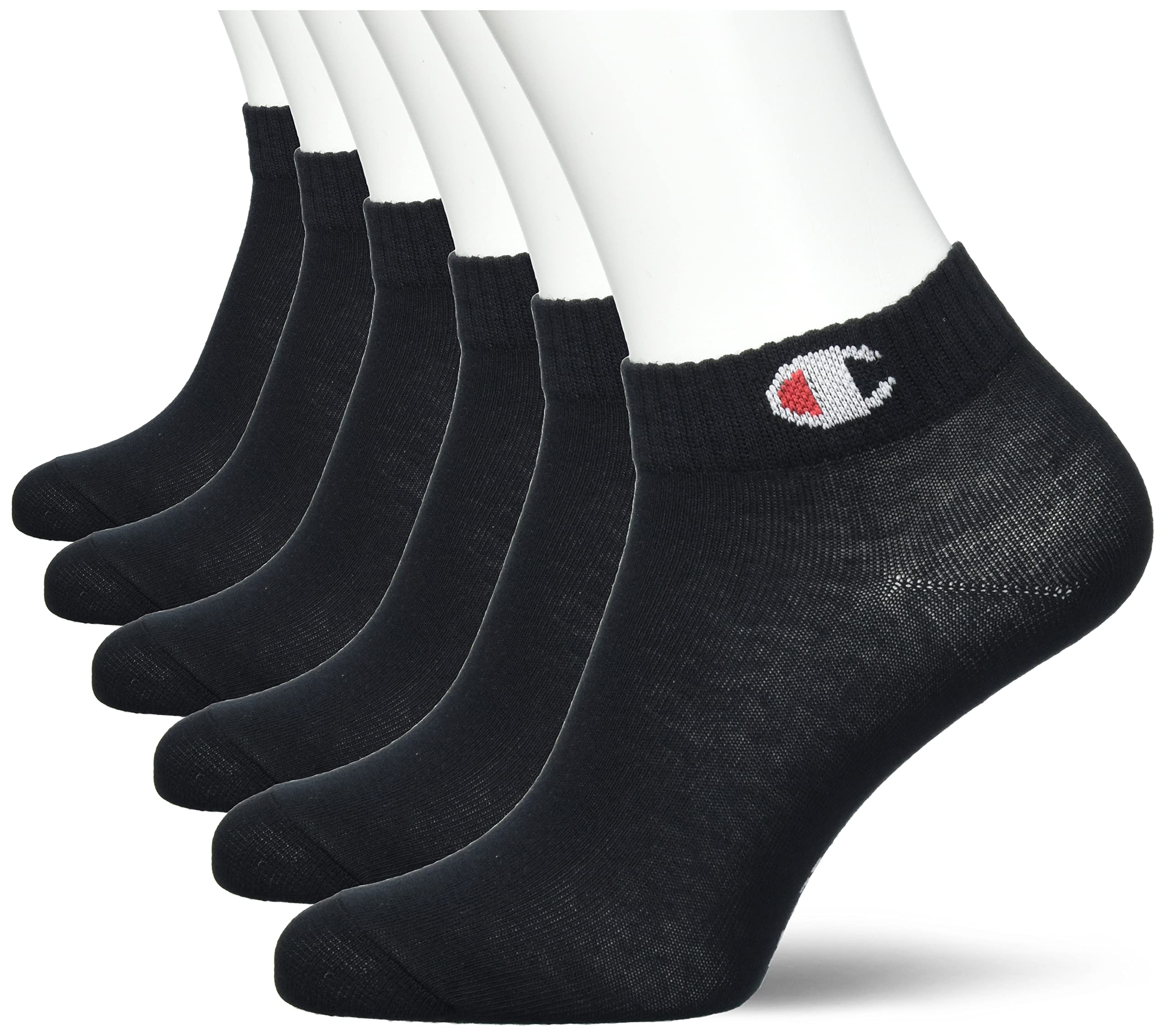 Champion Unisex Black Core 6Pp Quarter Ankle Socks, Nero, 35-38