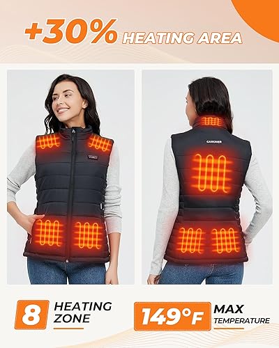 Miniatura 2 de Camoner Chaleco térmico para mujer con batería incluida, 7.4 V, 14400 mAh, ligero, recargable