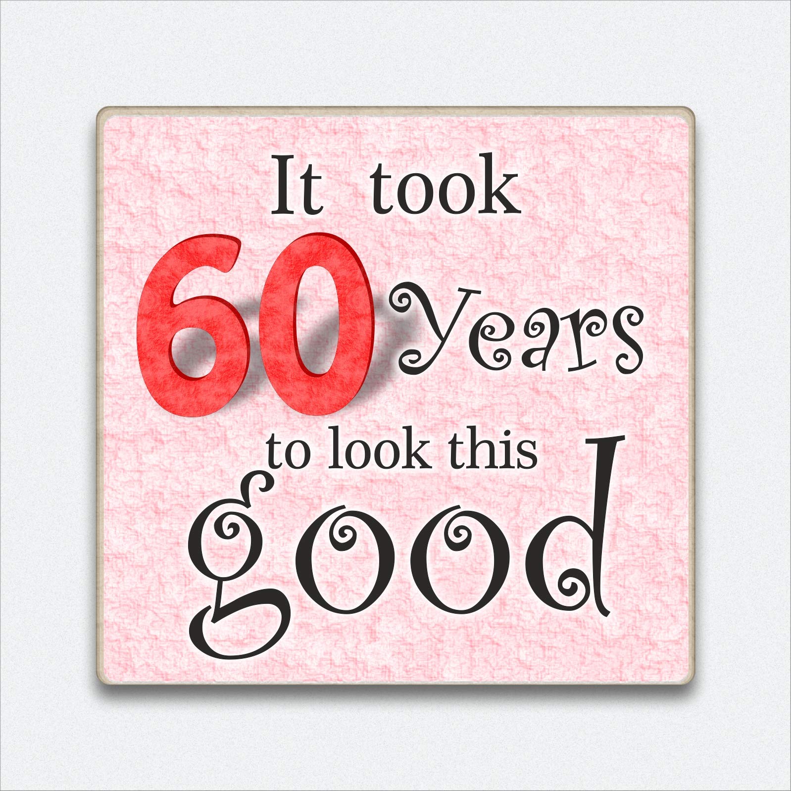 Hmhome Pink 60Th Birthday Fridge Magnet Wooden Gift 60 Token Present