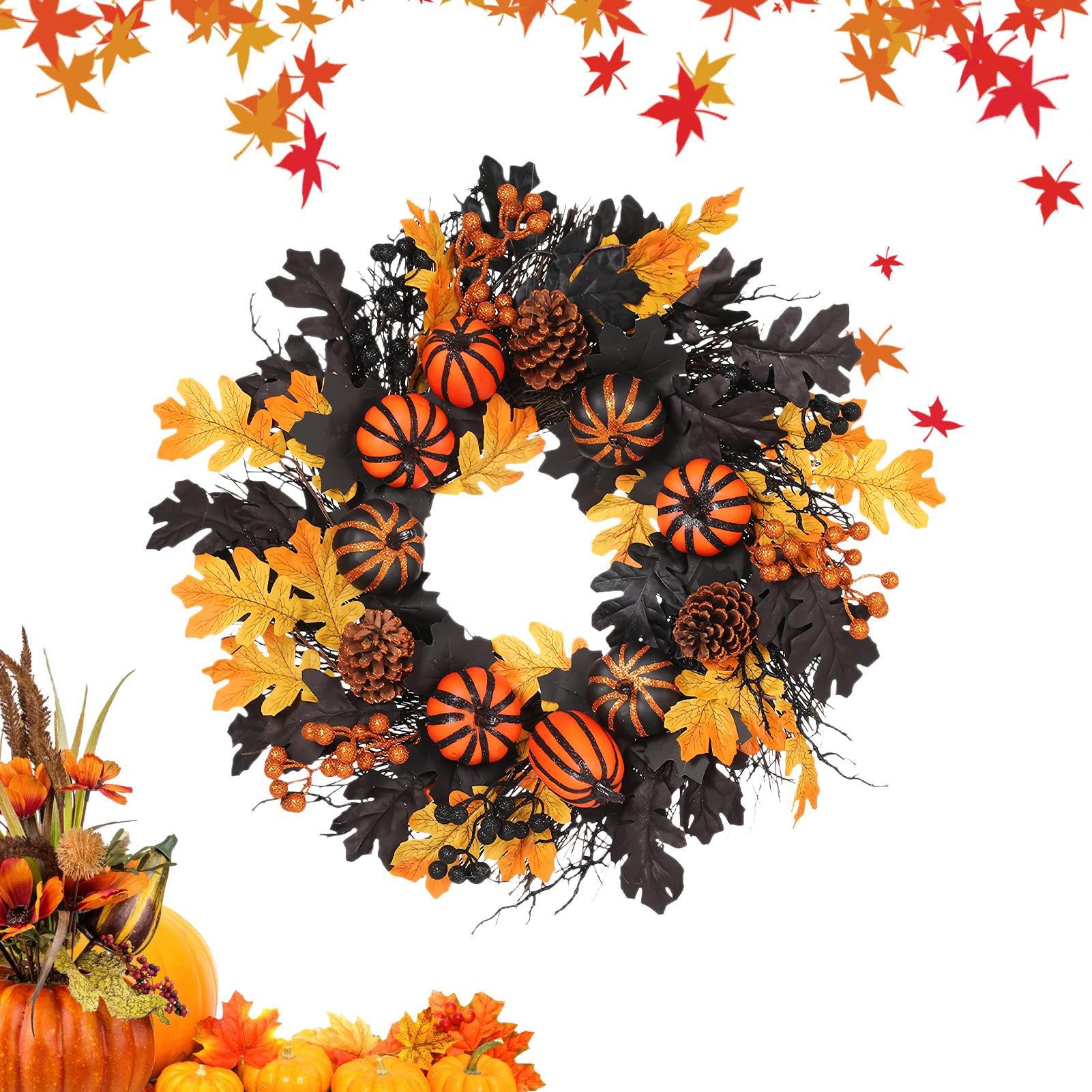Couronne de porte Halloween artificielle pour remplacer les décors fragiles
