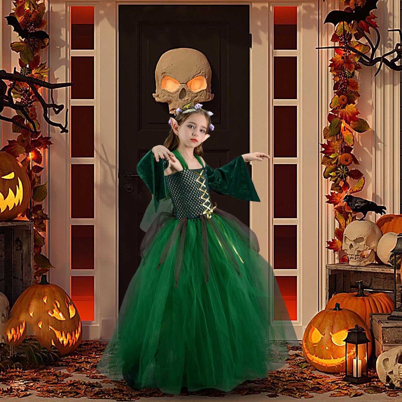 Costume Halloween Bambina Gonna Tutù in Tulle Fata Verde Masquerade | Gonna Per Di Ruolo Di Carnevale Per Feste A Tema Halloween, Spettacoli, Carnevale, Compleanni, Eventi Scolastici