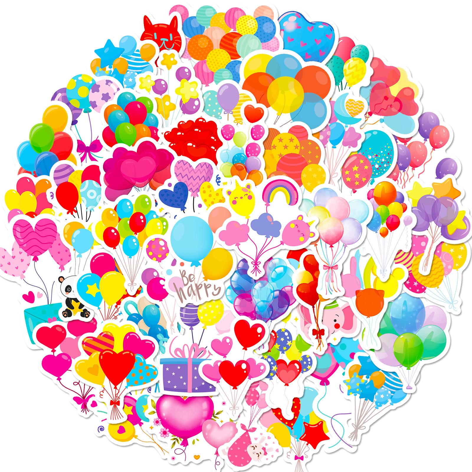 Weiyameiju Pink/White 50 Holiday Decoration Balloon Stickers, Birthday Colorful Balloons And Personalized Graffiti Stickers