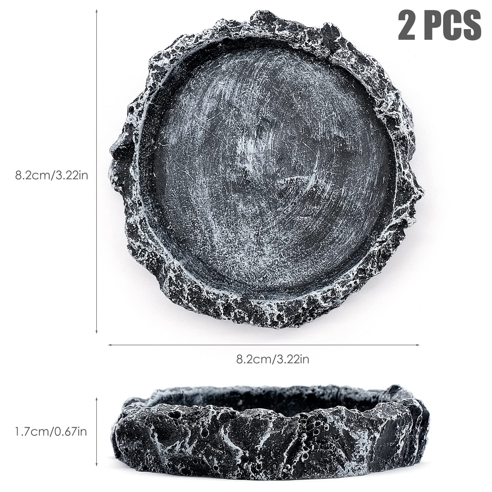 2 Pièces Bols à Eau pour Reptiles, Mangeoire pour Tortue, Bac à Eau en Résine pour Gecko Lézard Caméléon Serpent