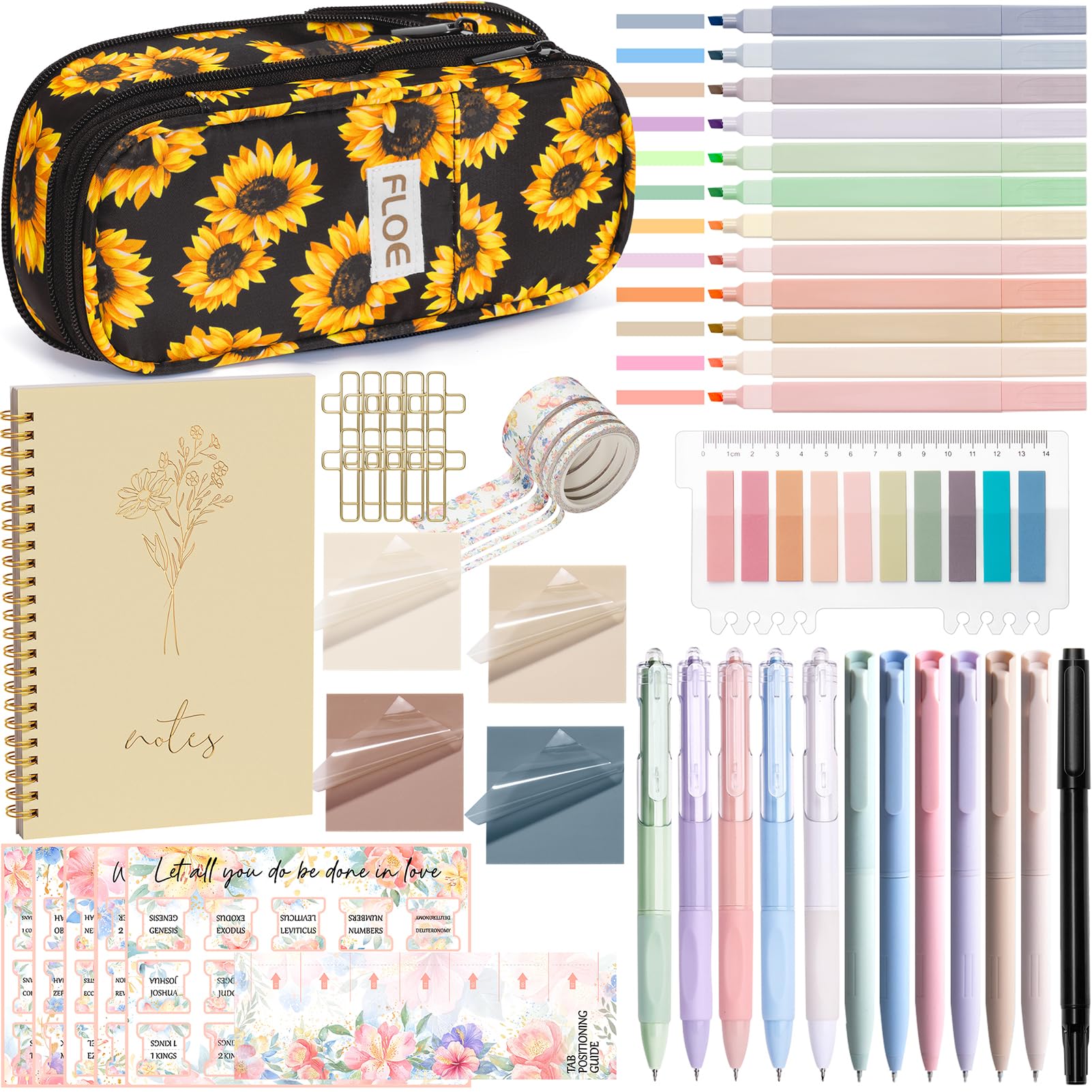 Bible Study Supplies Bible Journaling Kit for Women, Mothers Day Christian Gifts for Women, Bible Study Tools for Women with Bible Highlighters and Pens No Bleed, Pencil Case Bible Accessories Set